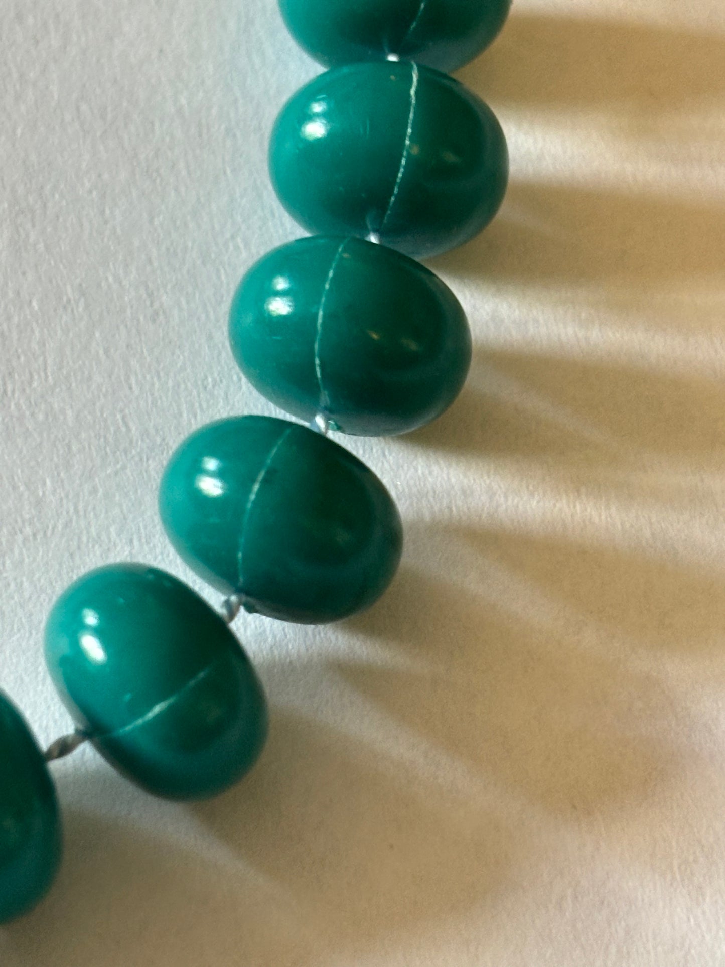 Turquoise Green Squashed Bead Necklace