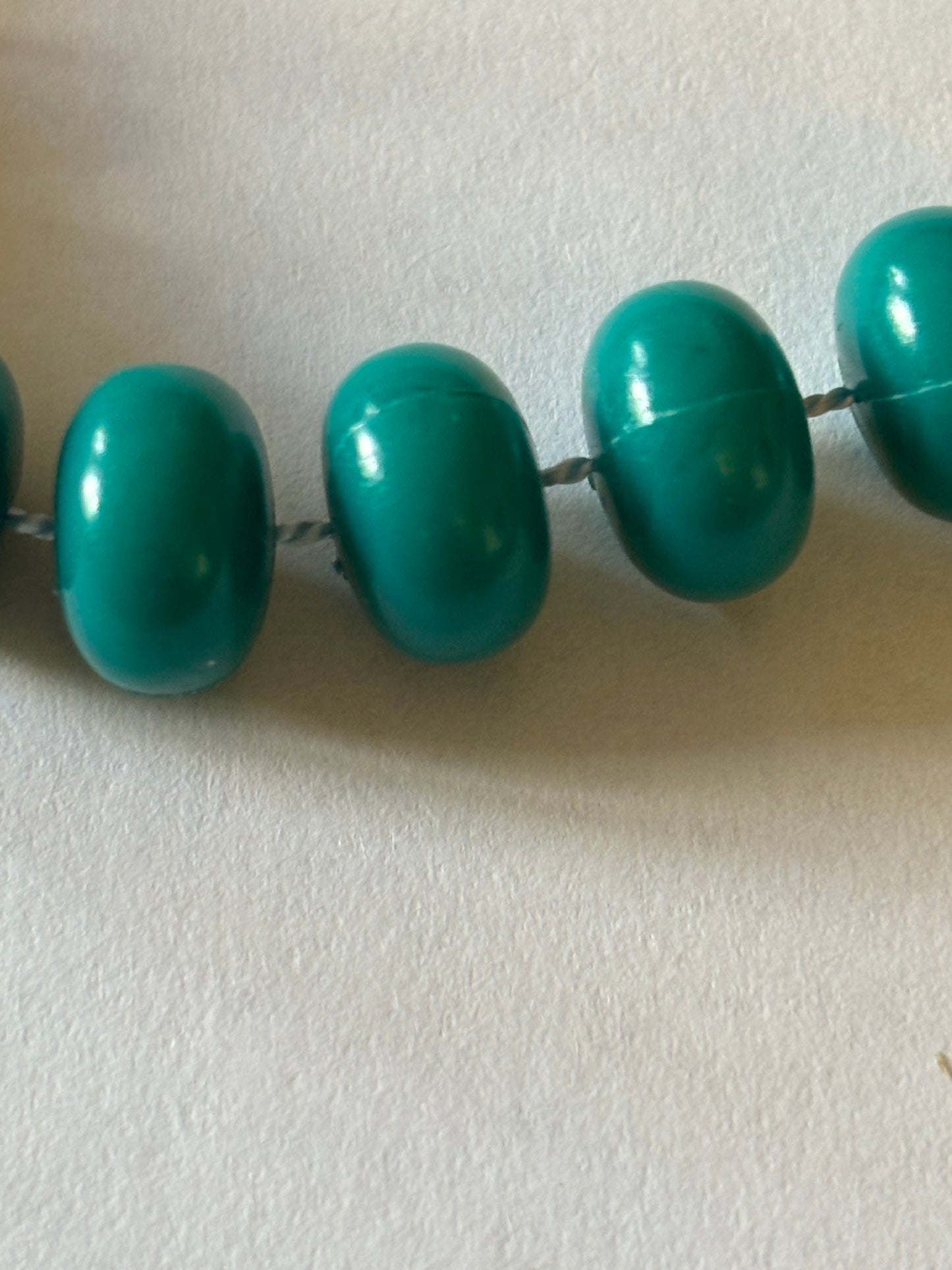 Turquoise Green Squashed Bead Necklace