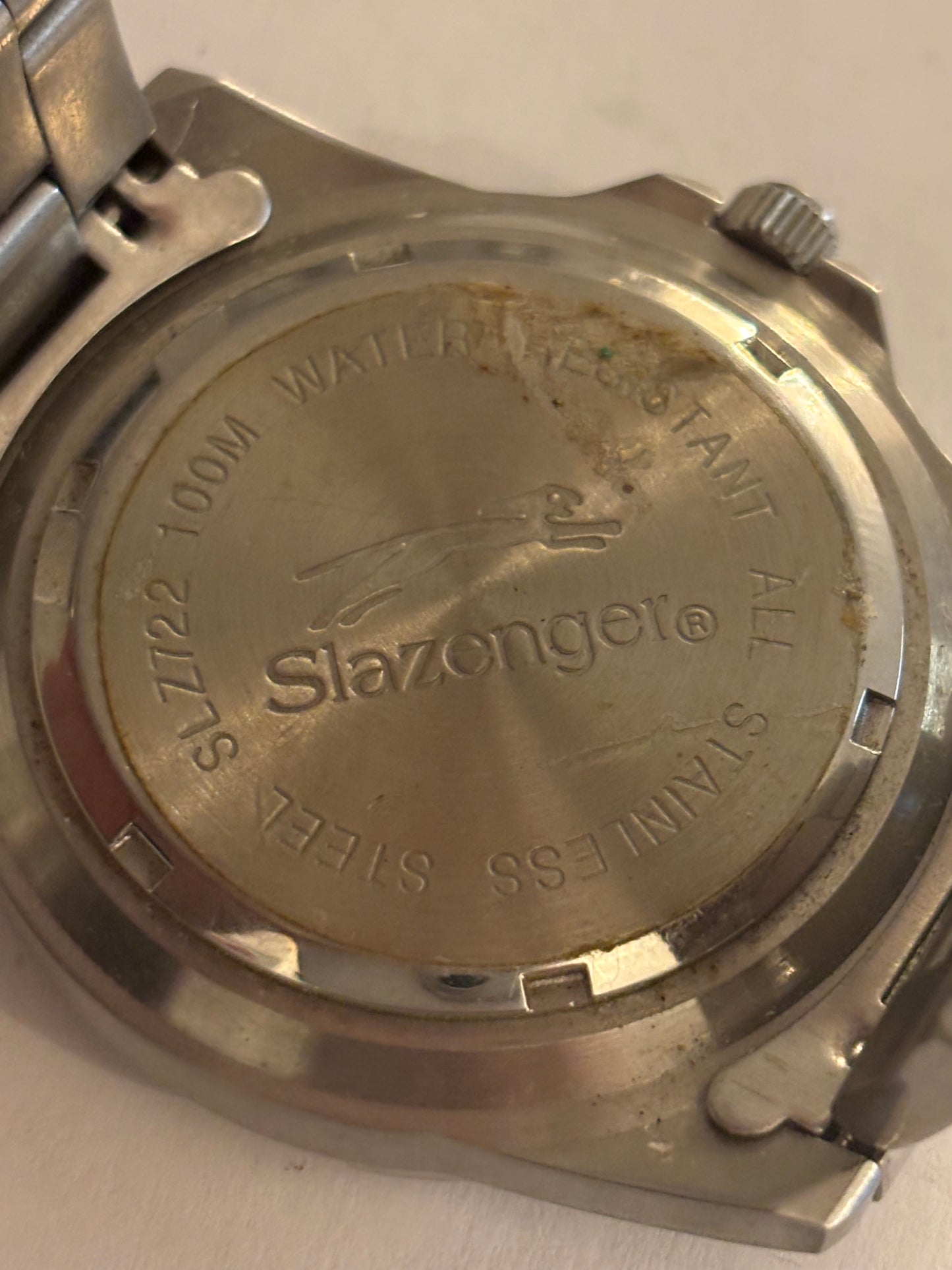 Slazenger Chunky silver gents chrono style watch - Untested