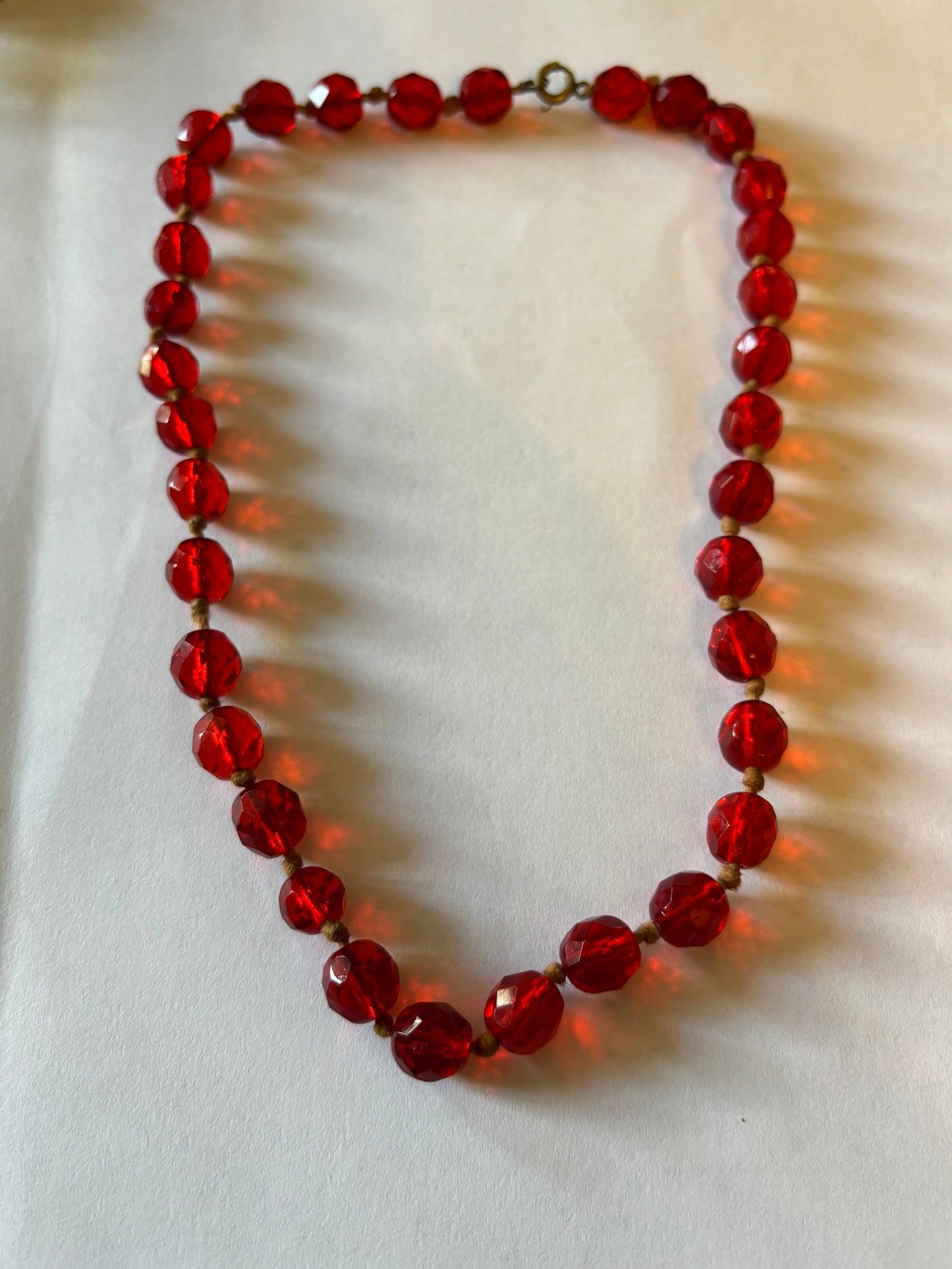 Clear red beaded necklace