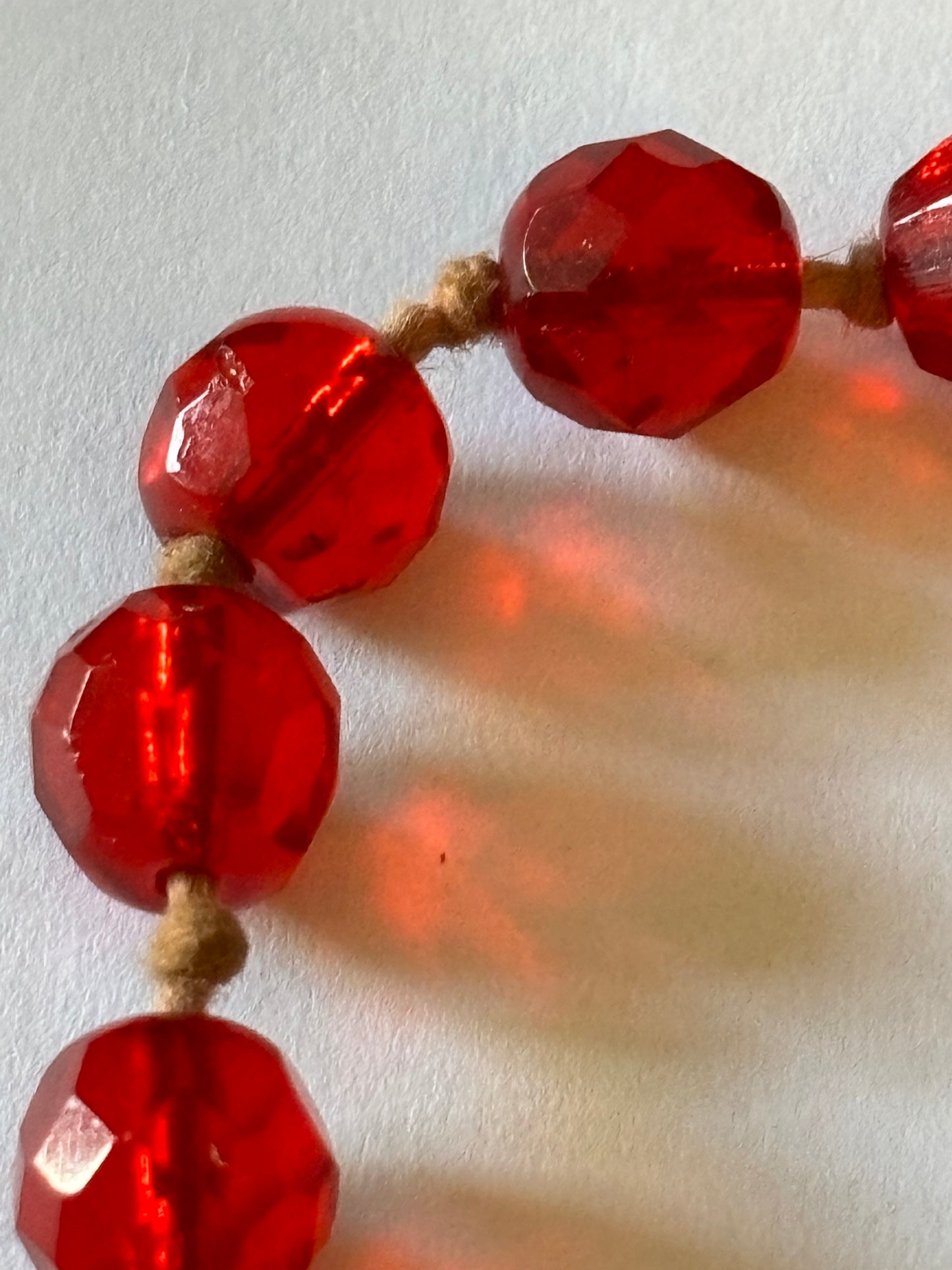 Clear red beaded necklace