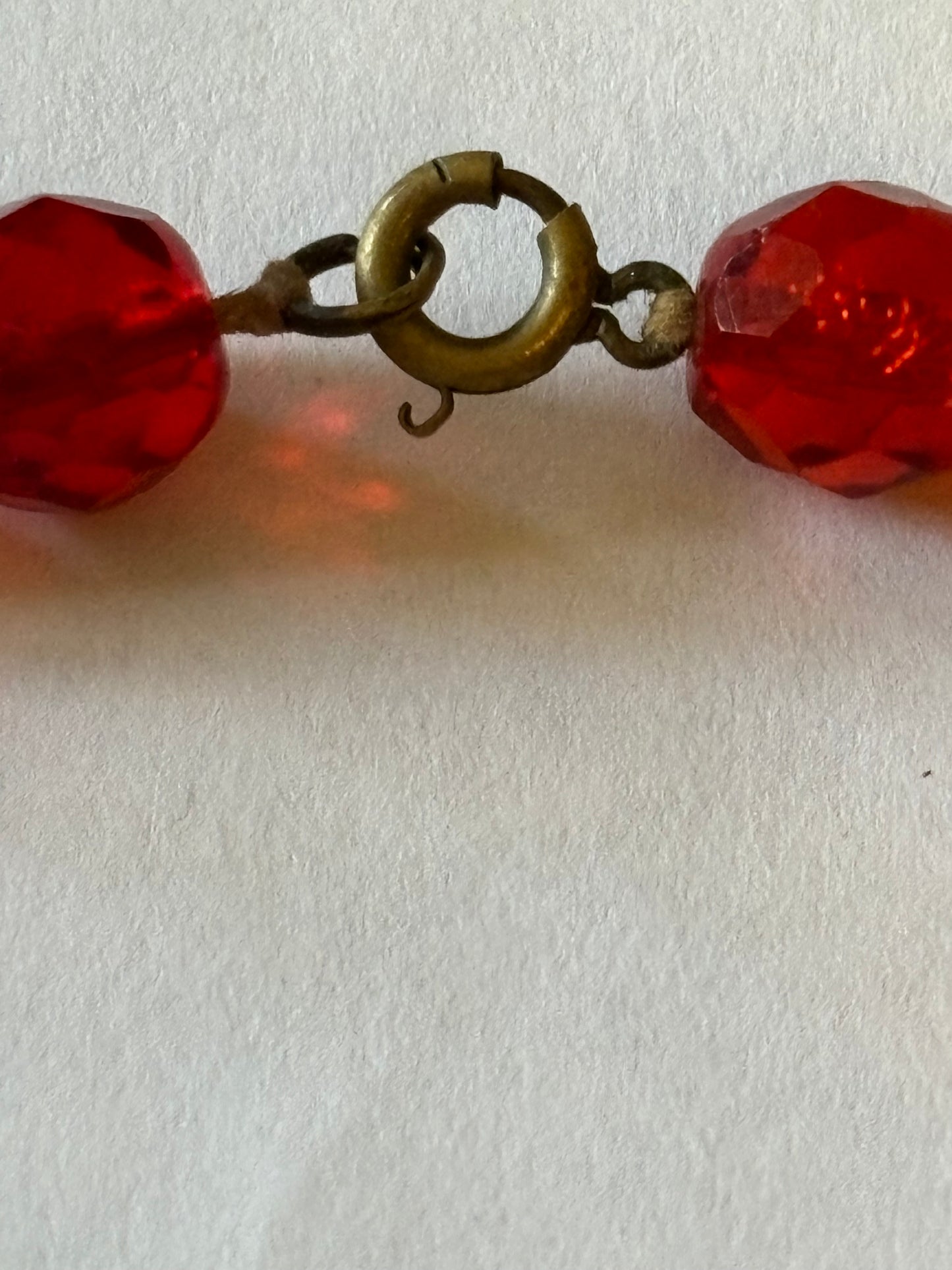 Clear red beaded necklace