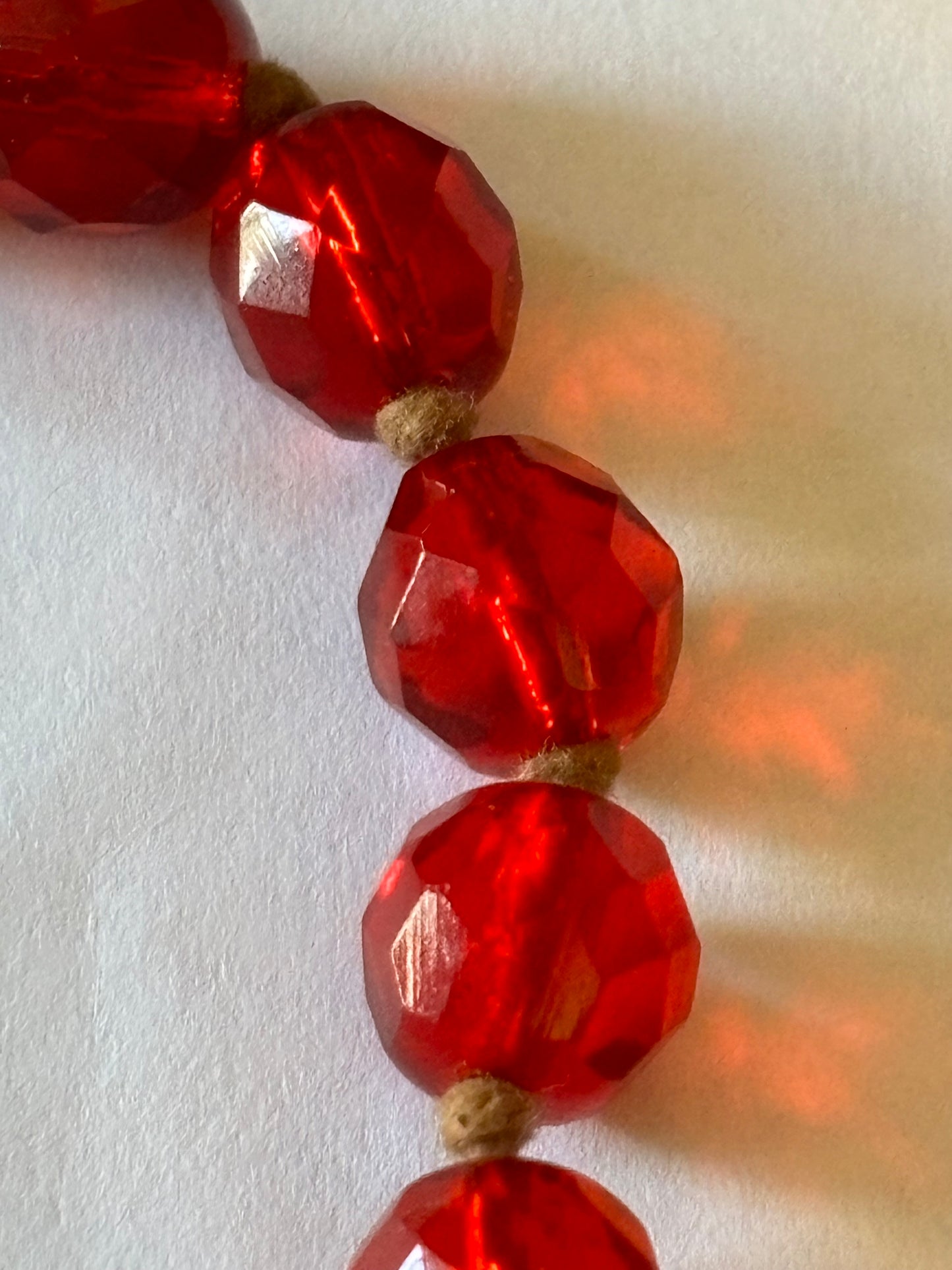 Clear red beaded necklace