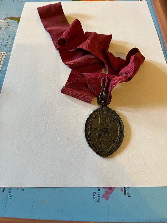 Vintage oval dark metal medal - Fellow Workers Unto the Kingdom