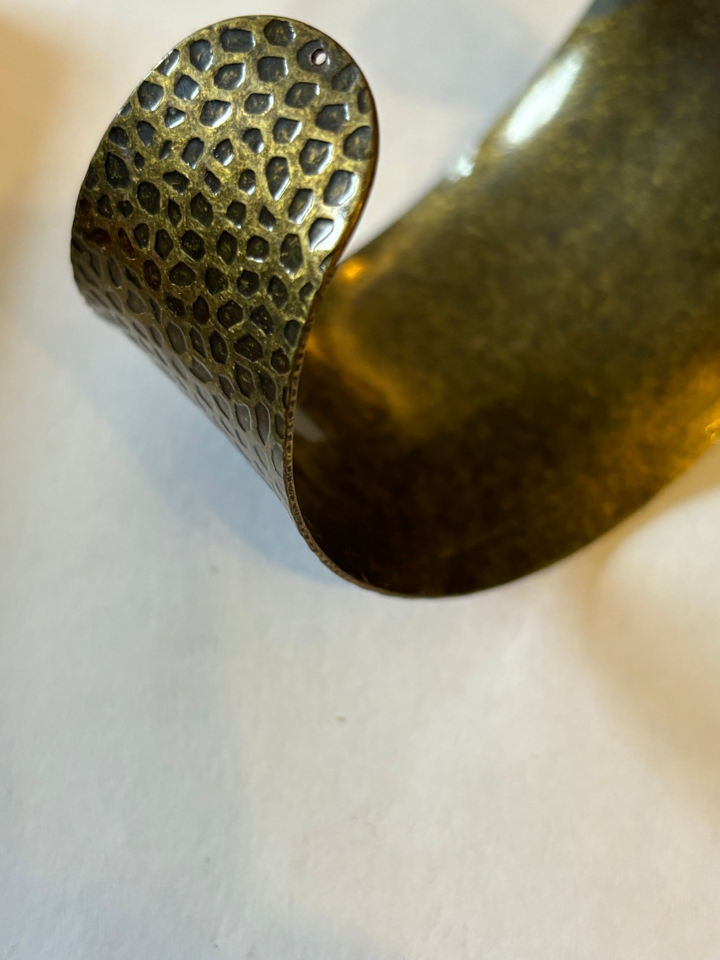 Bronzey Open Bangle with hammered pattern