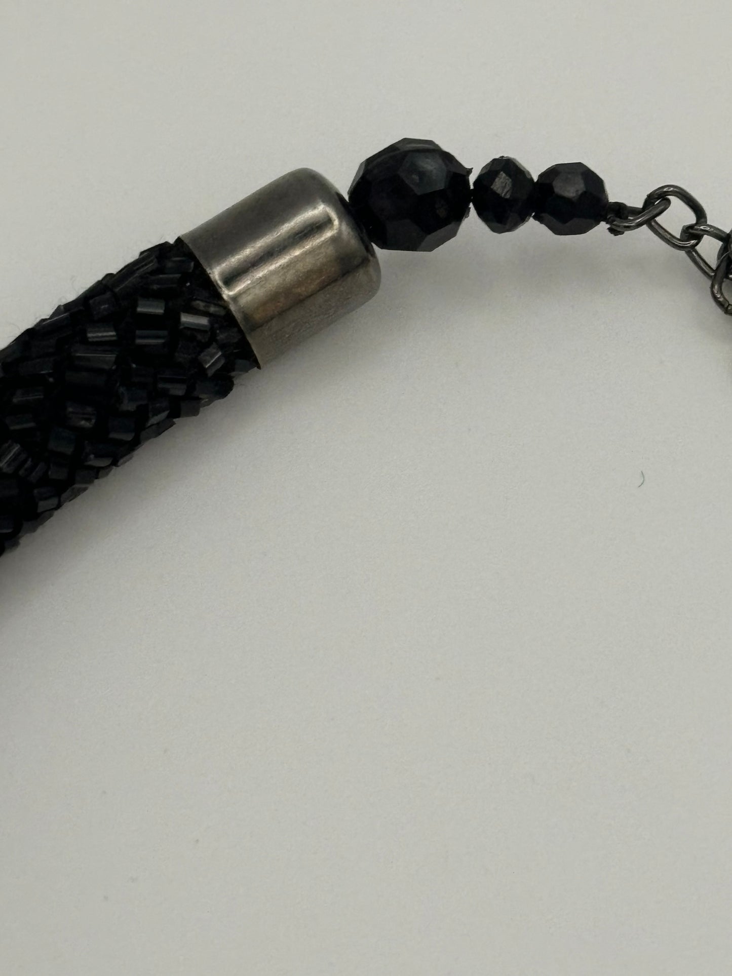 Tight black bead cluster rope necklace