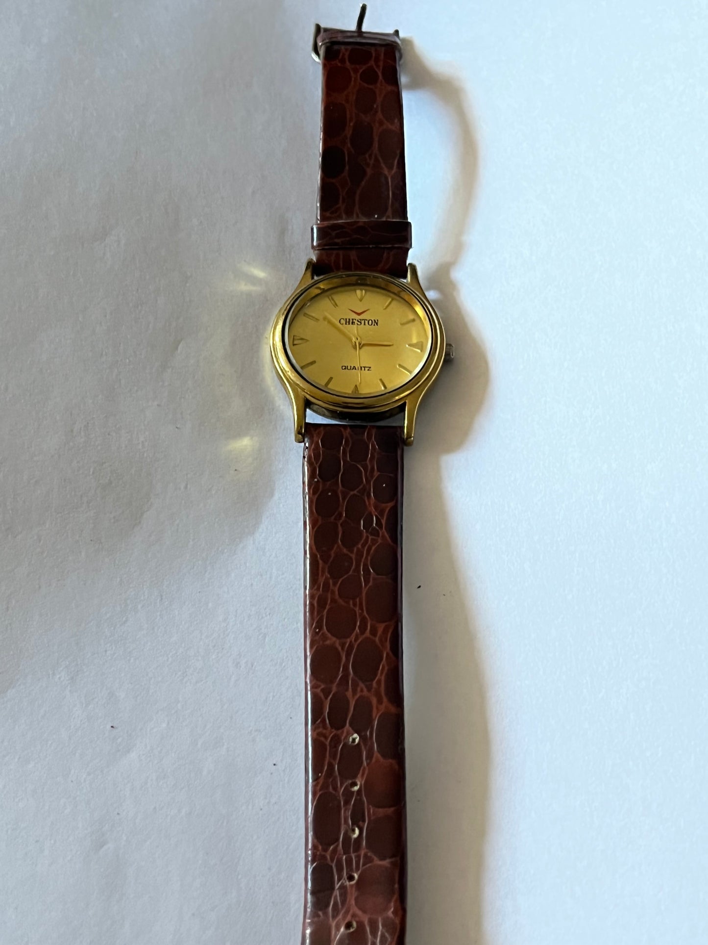 Cheston gold and brown strap wristwatch - Untested