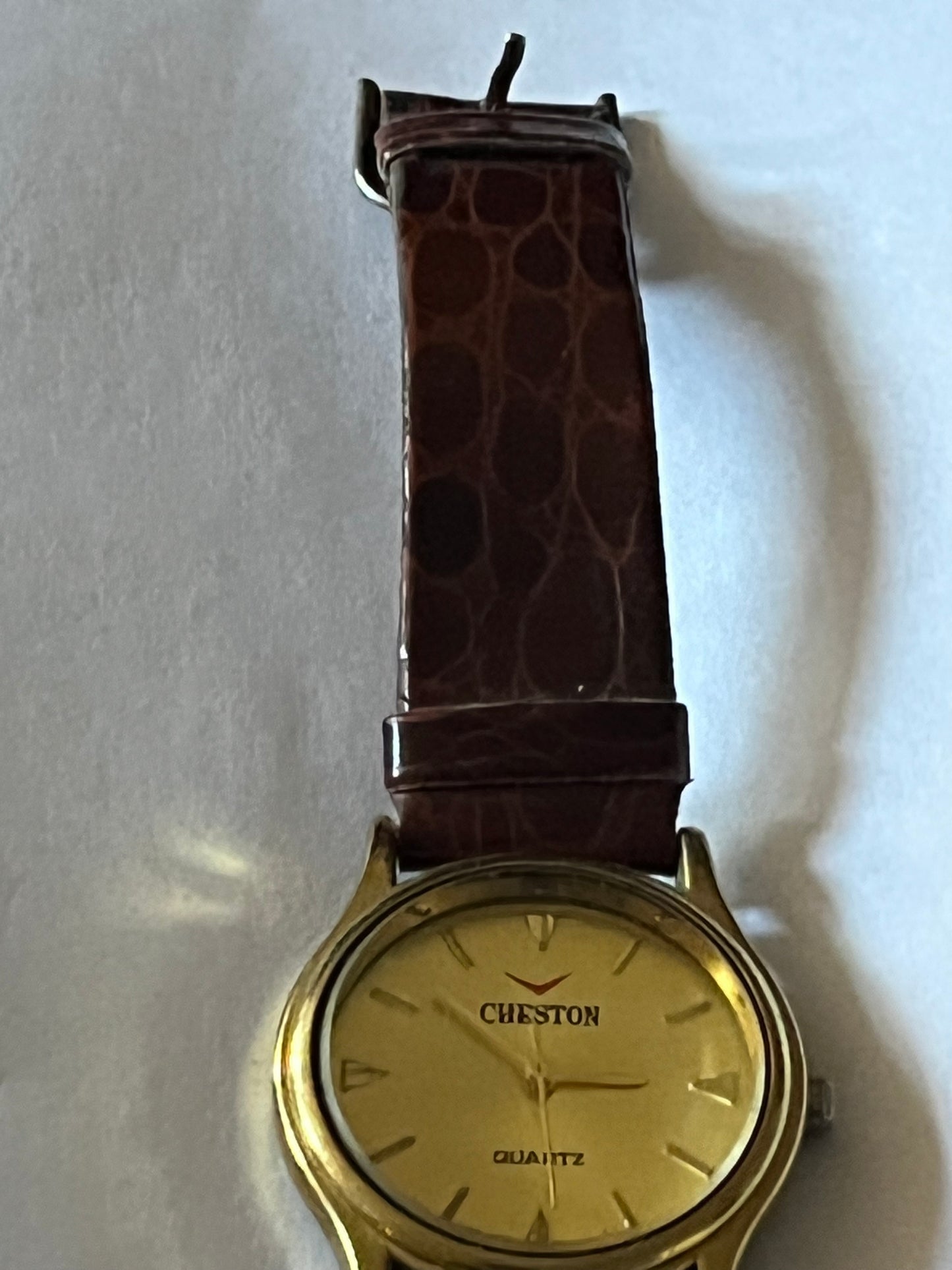 Cheston gold and brown strap wristwatch - Untested