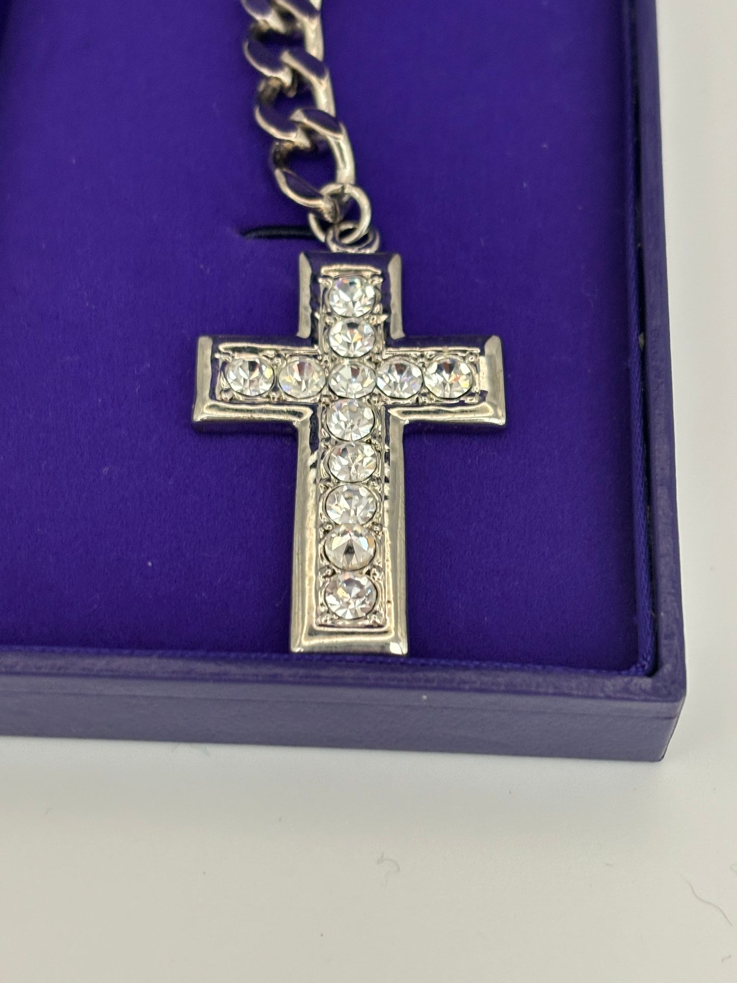 Diamante Cross Keyring - New in Box