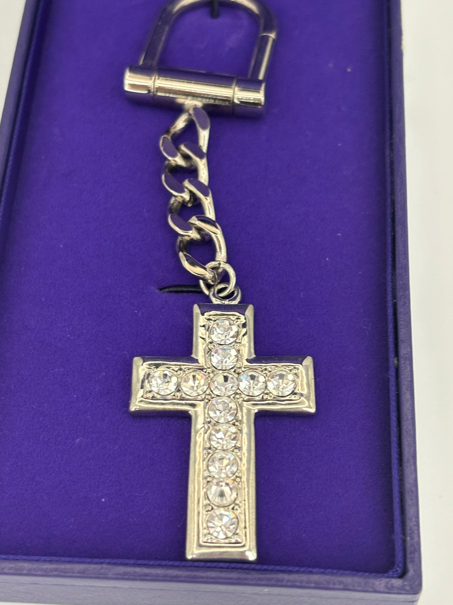 Diamante Cross Keyring - New in Box