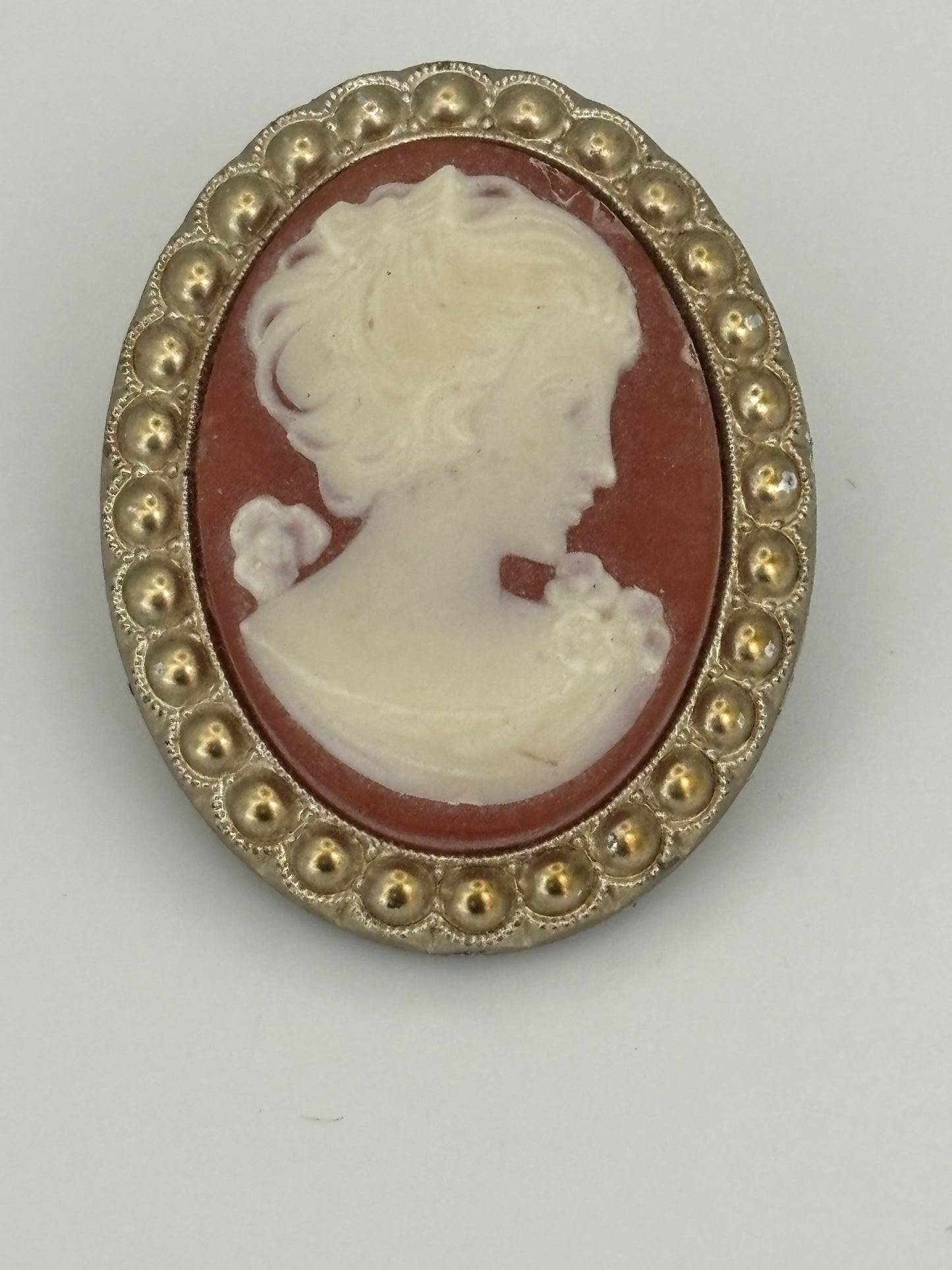 Gold metal oval Cameo scarf clip