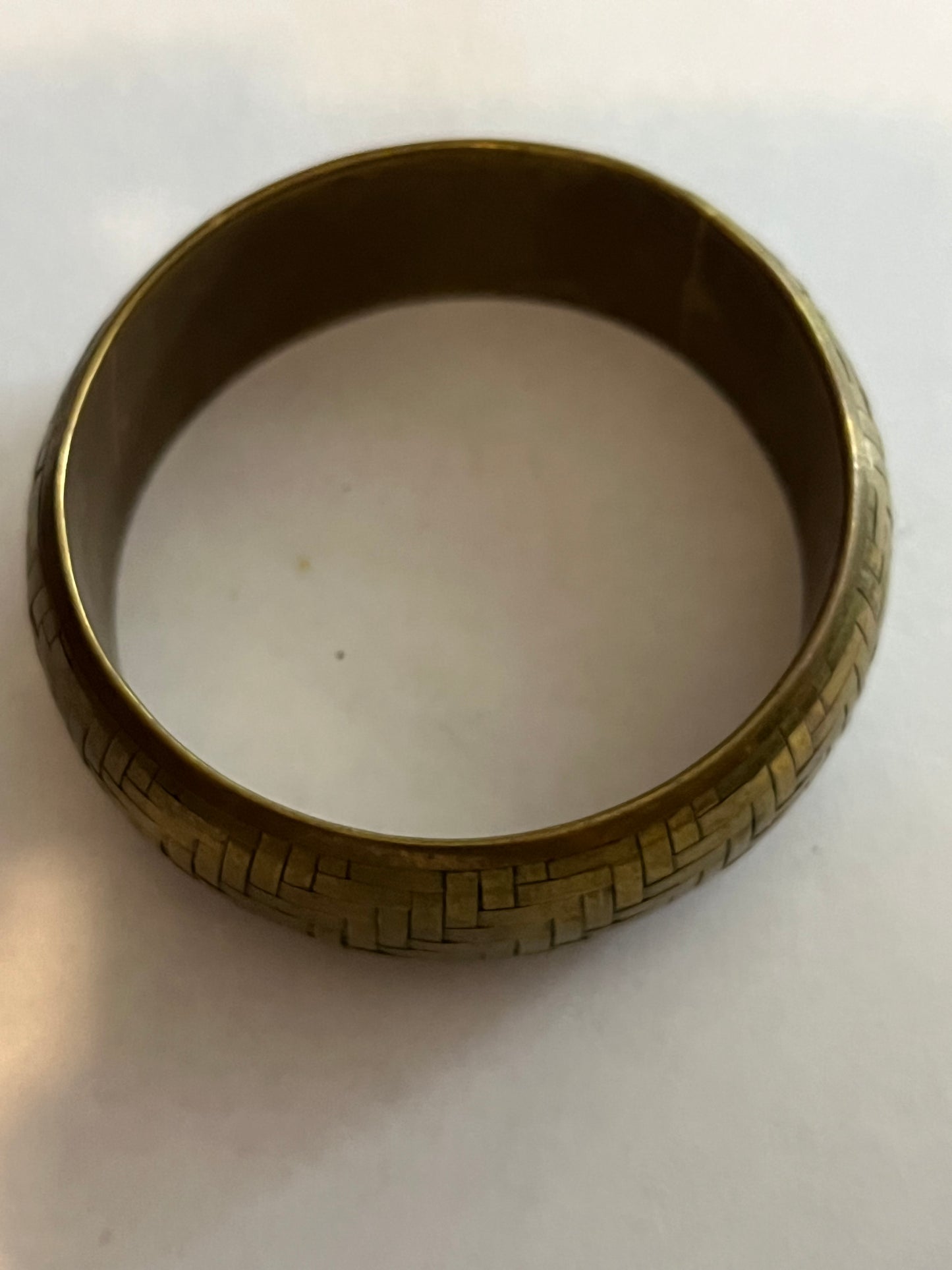 Gold metal small rectangle weave thick bangle