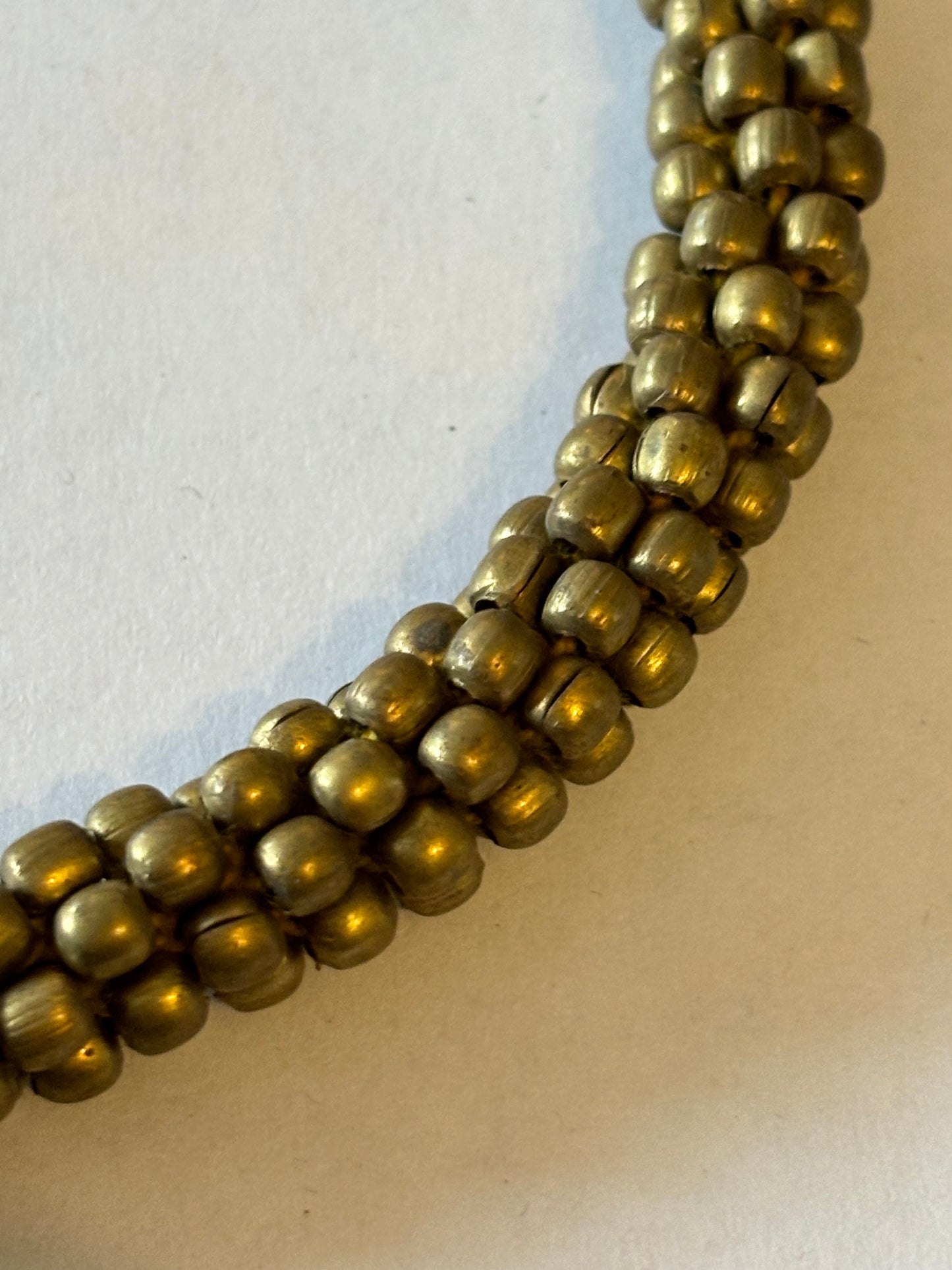 Very Long Thick Gold Tight Cluster Bead Rope Necklace