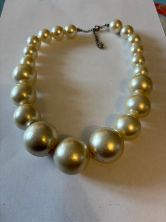 Large Graduated Pearlescent Bead Necklace