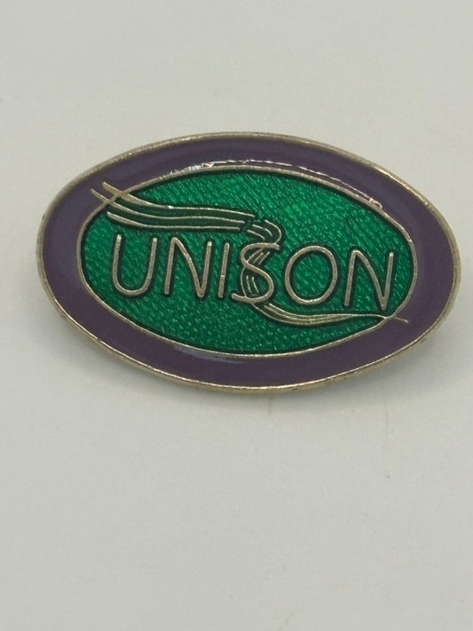 Oval Metal and Enamel UNISON badge