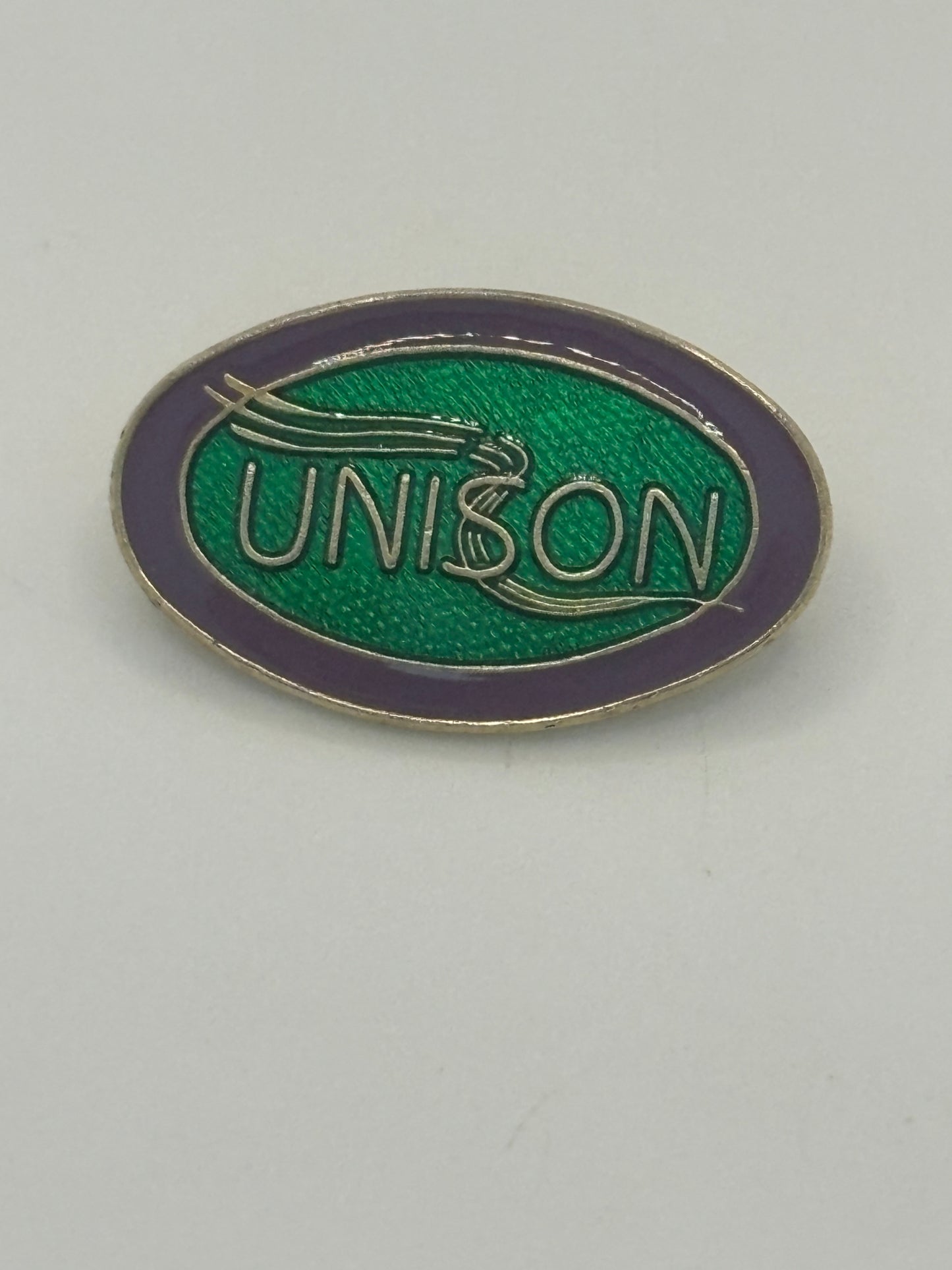 Oval Metal and Enamel UNISON badge