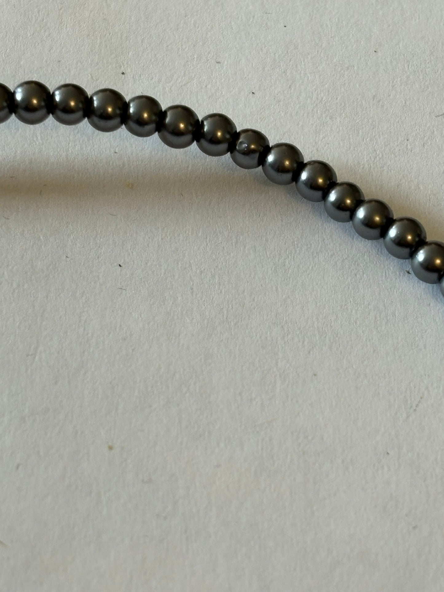 Long Silver and Grey bead and disc necklace