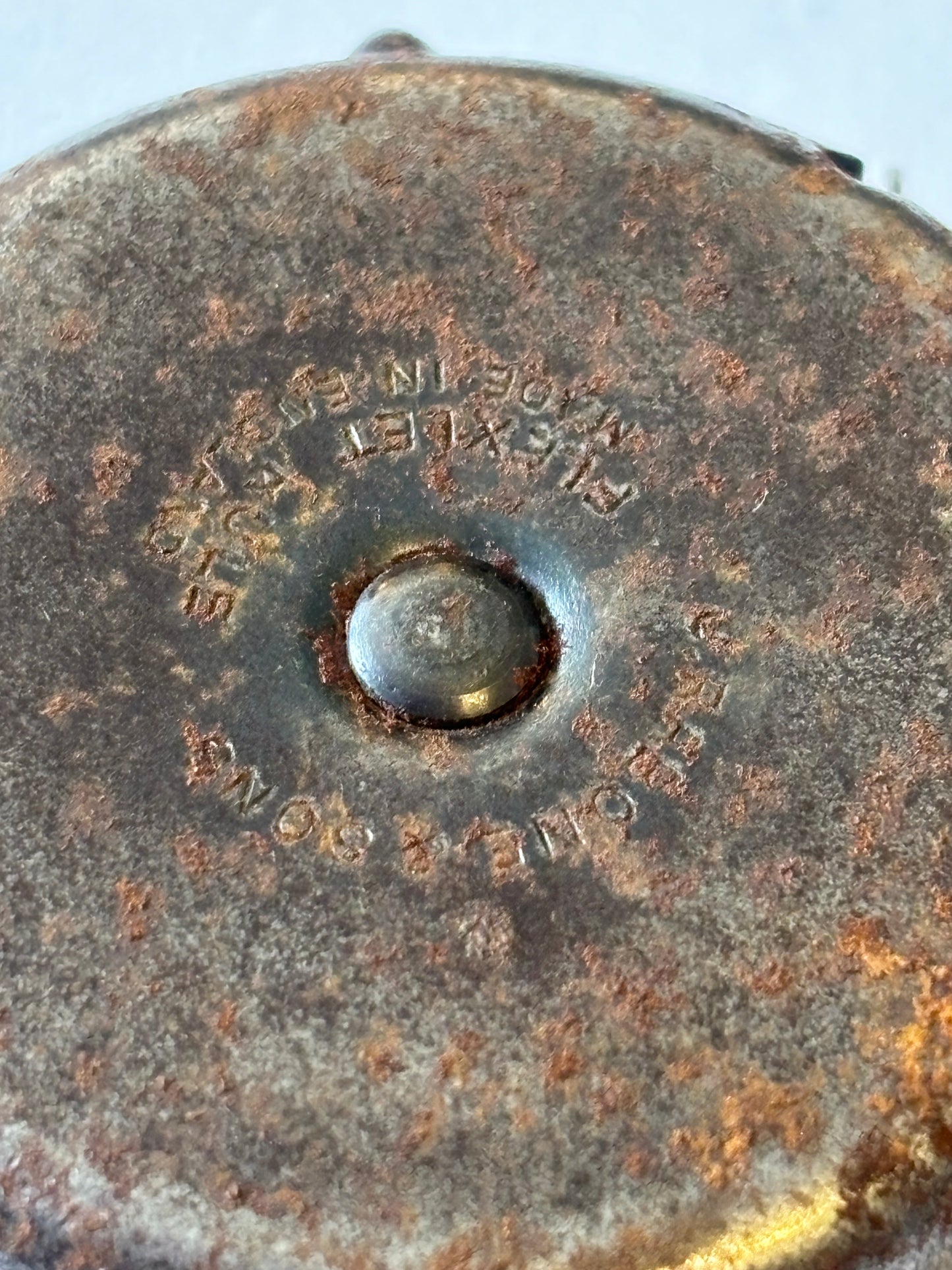 Antique metal (rusted) tape measure - Wessex Electrical