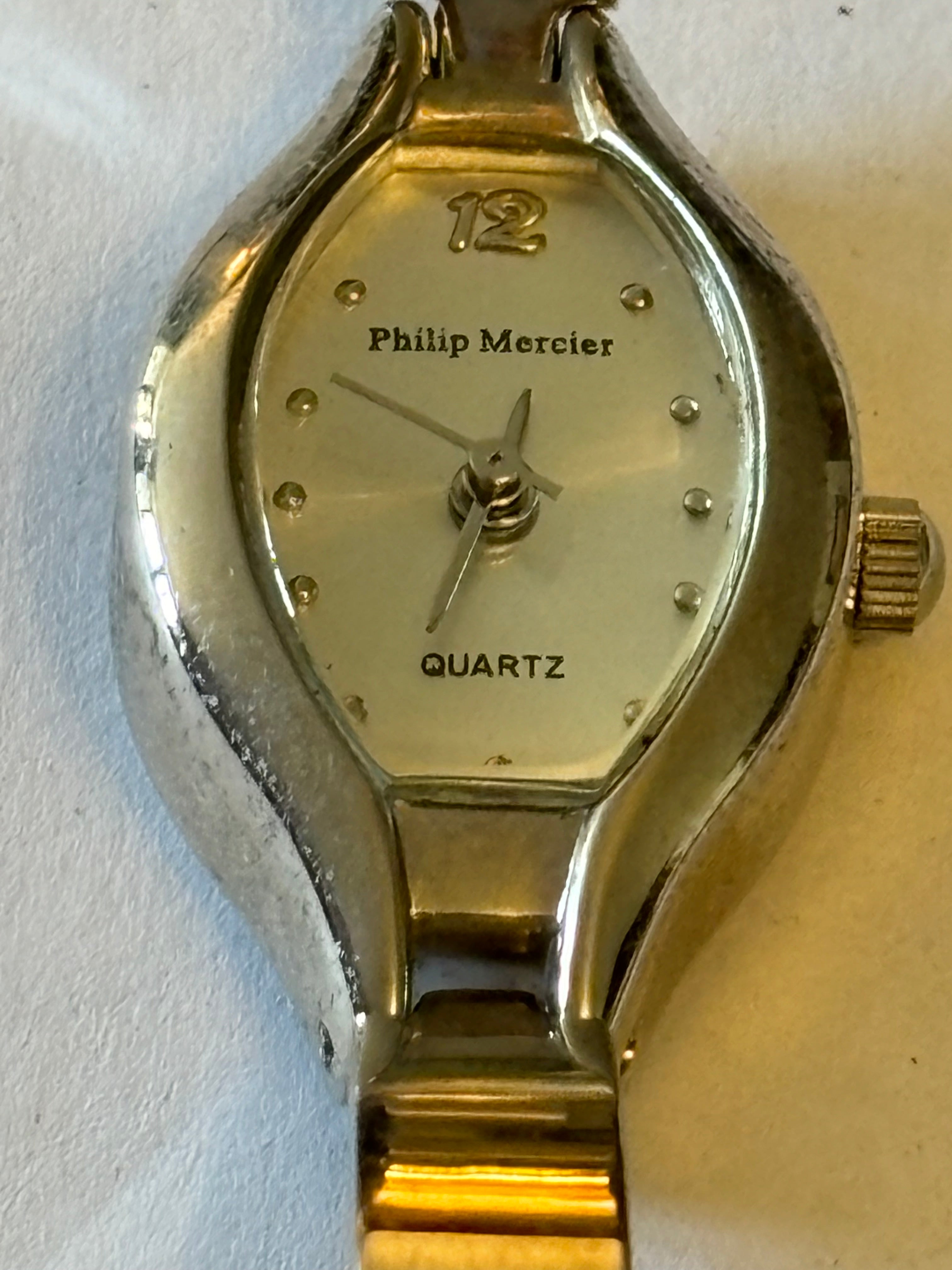 Philip Mercier Silver Half Bangle Ladies Wristwatch Untested