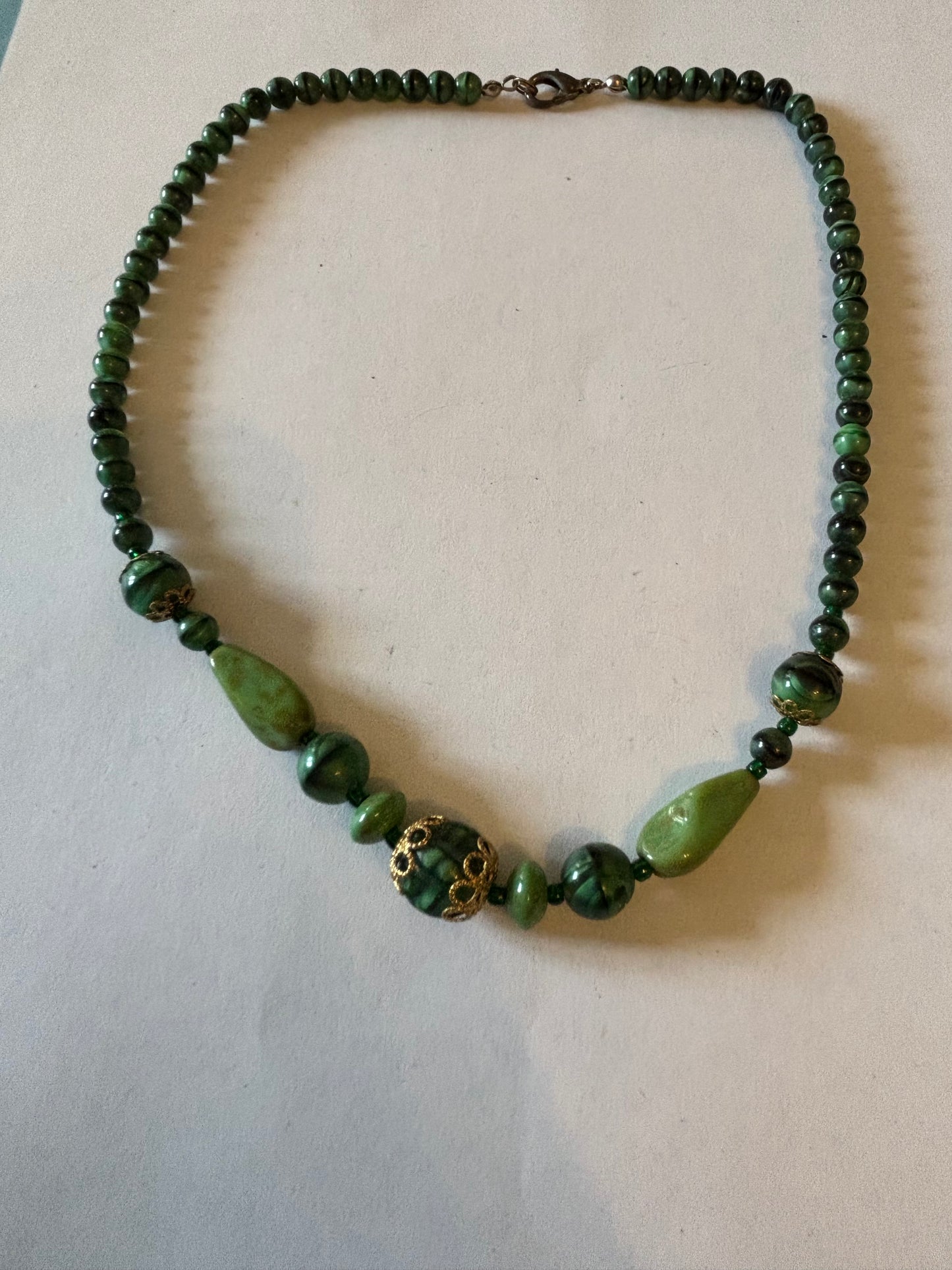 Marbled Green Bead Necklace