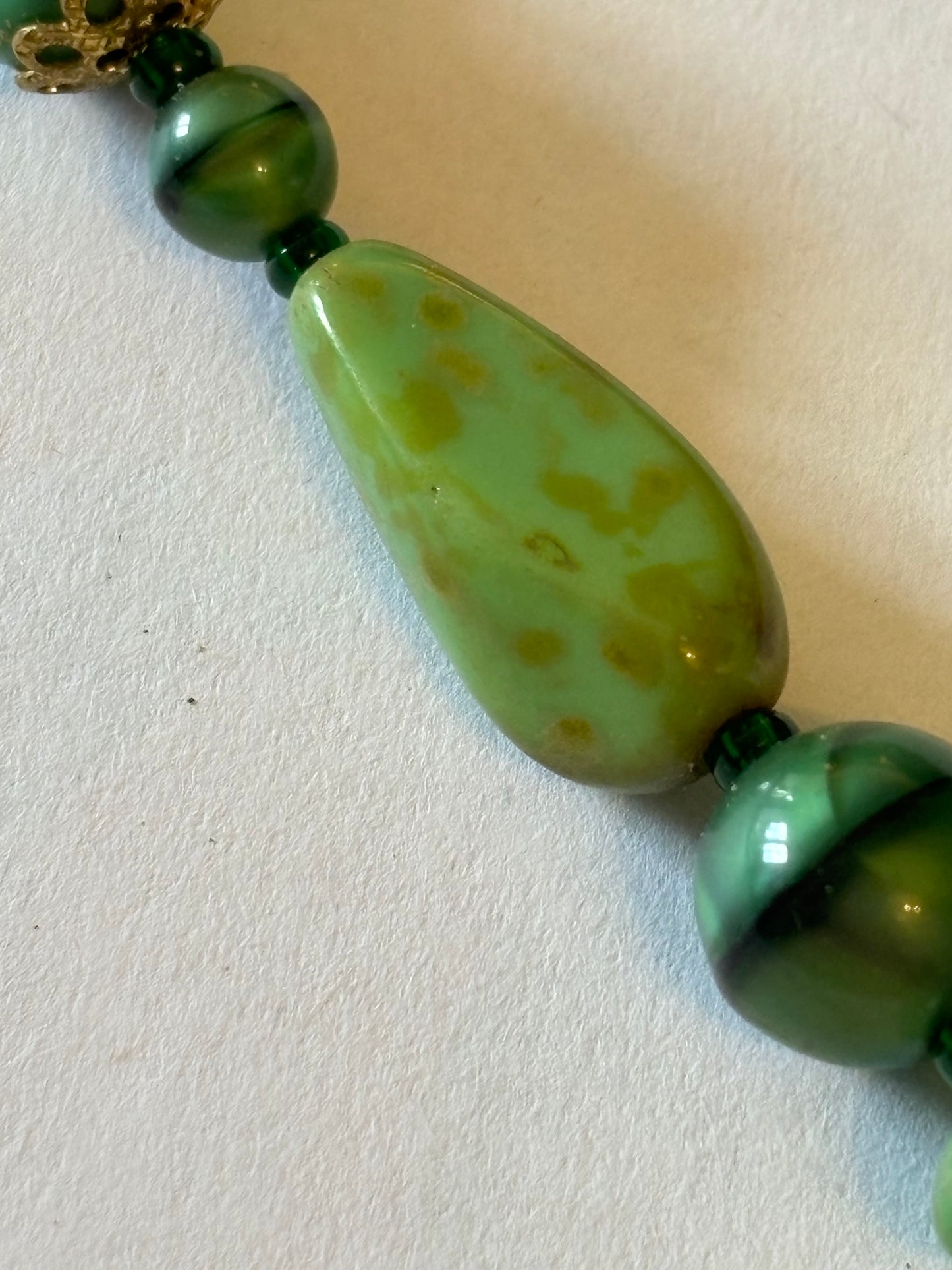 Marbled Green Bead Necklace