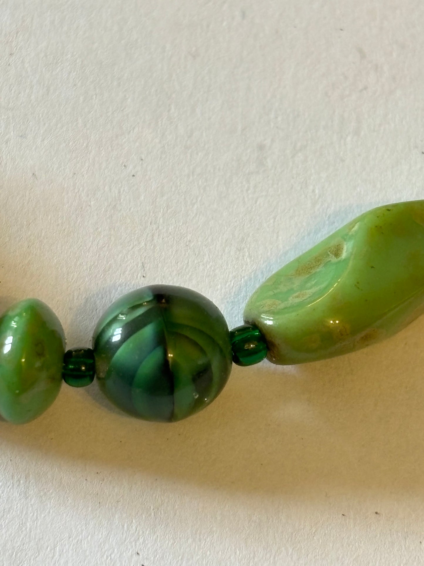 Marbled Green Bead Necklace