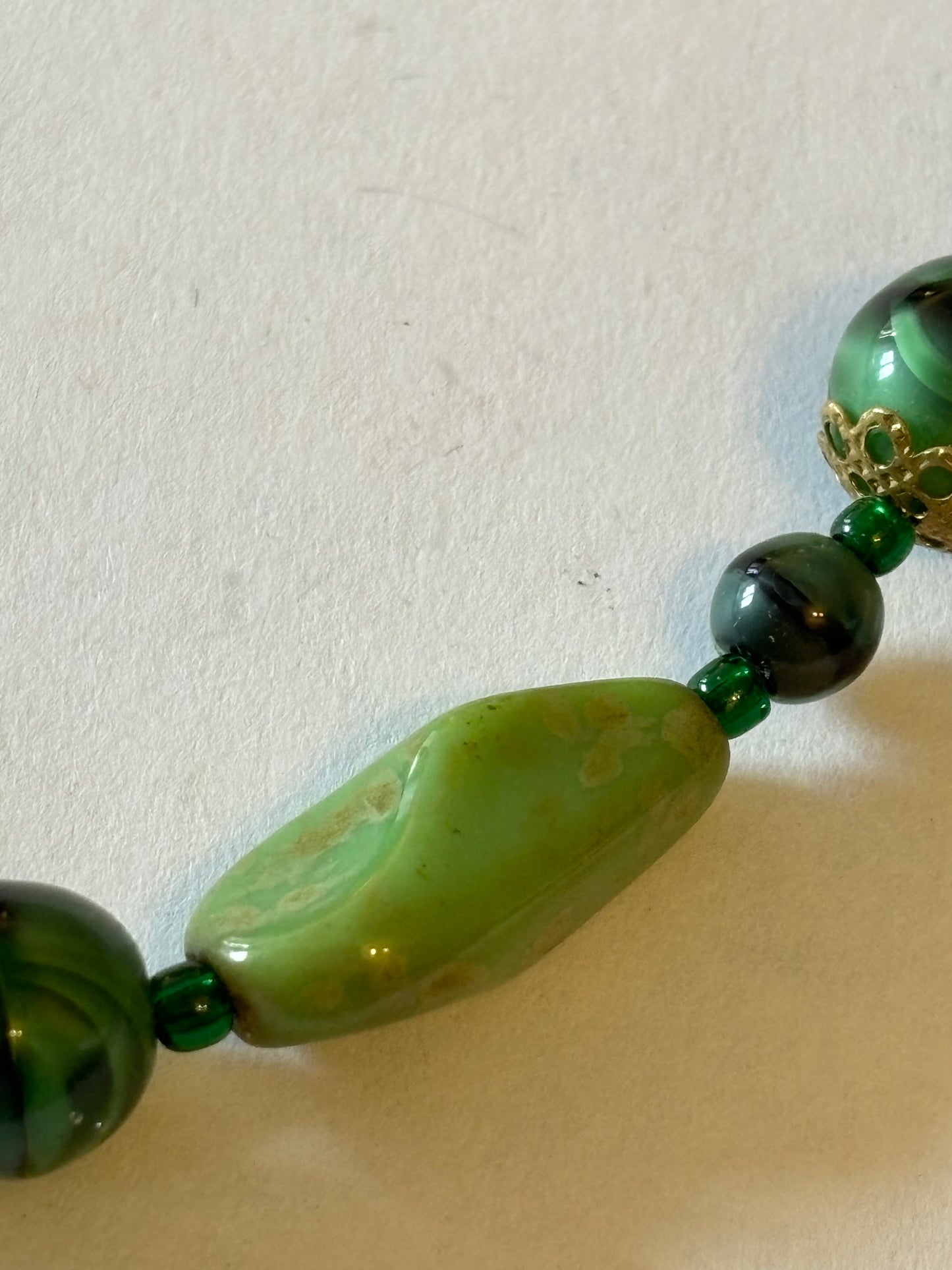 Marbled Green Bead Necklace