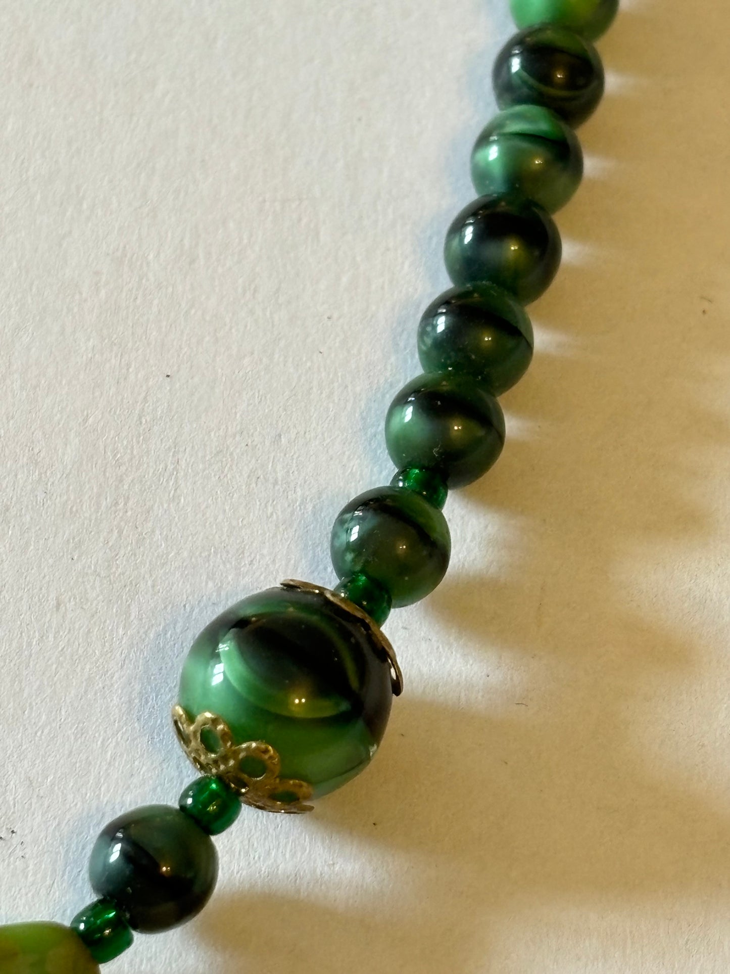 Marbled Green Bead Necklace