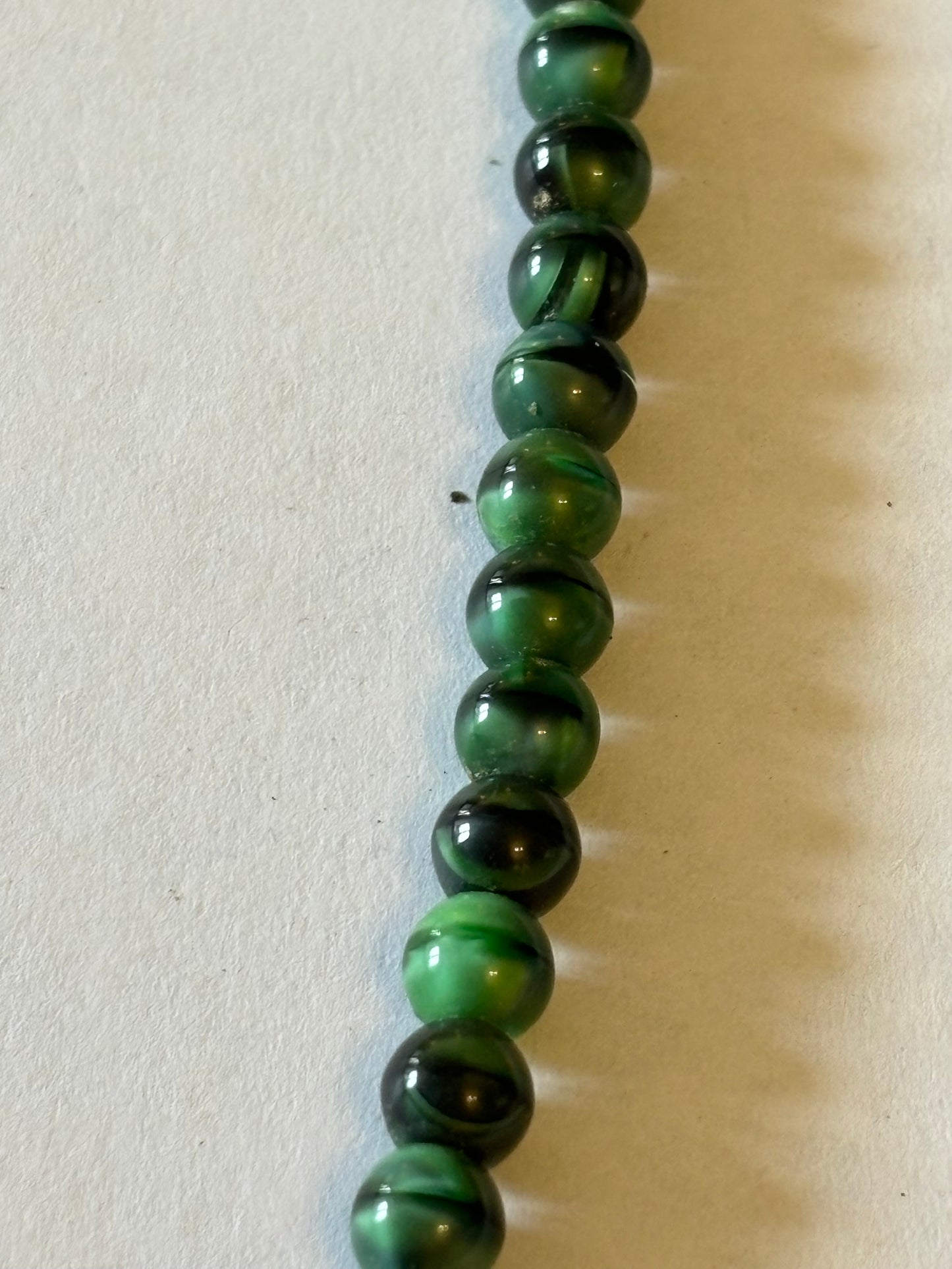 Marbled Green Bead Necklace