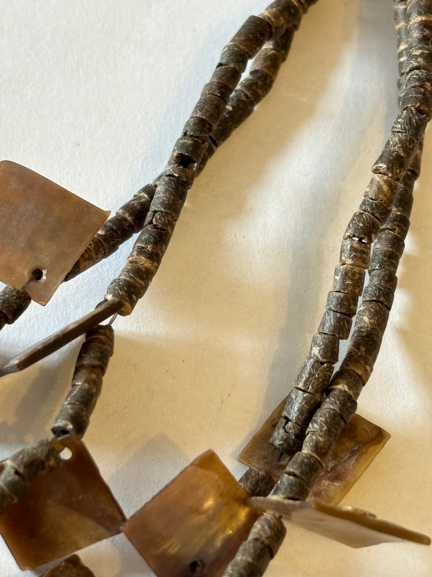 Brown small squares and cluster bead necklace