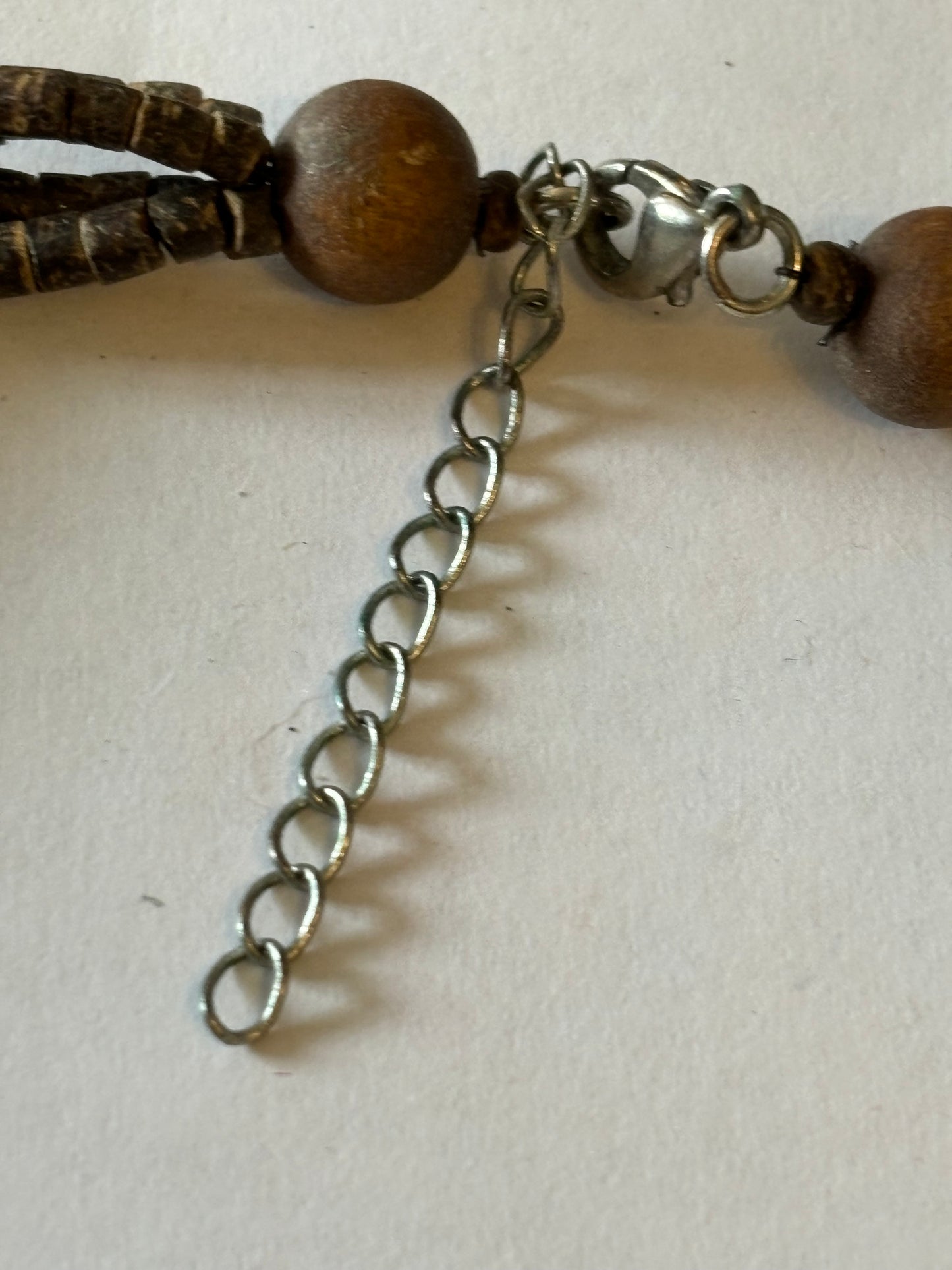 Brown small squares and cluster bead necklace