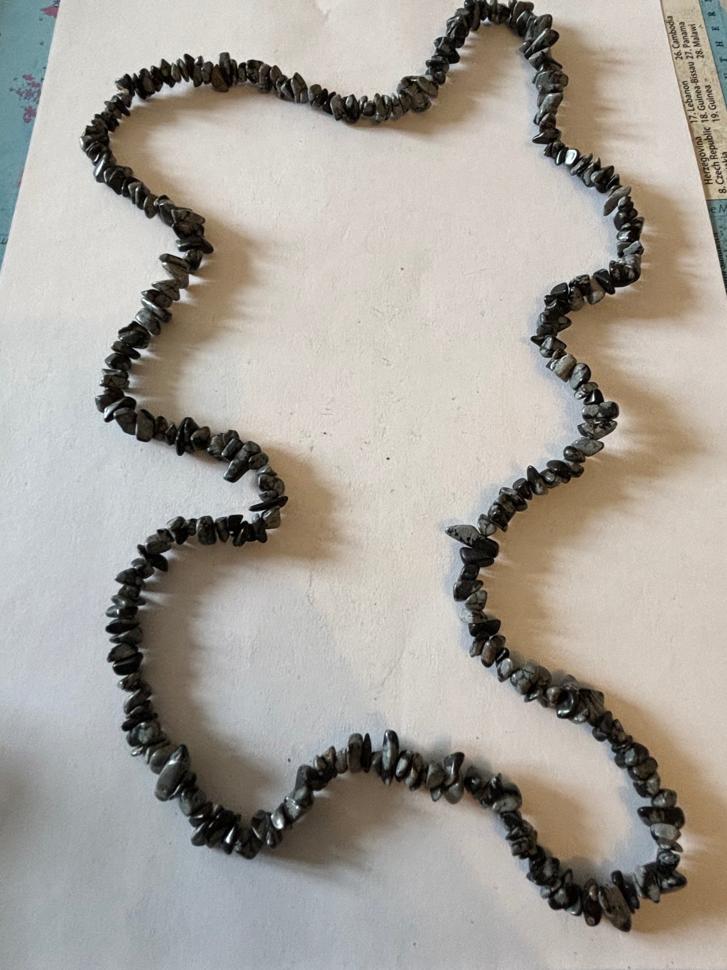 Black and grey uneven rocky bead necklace