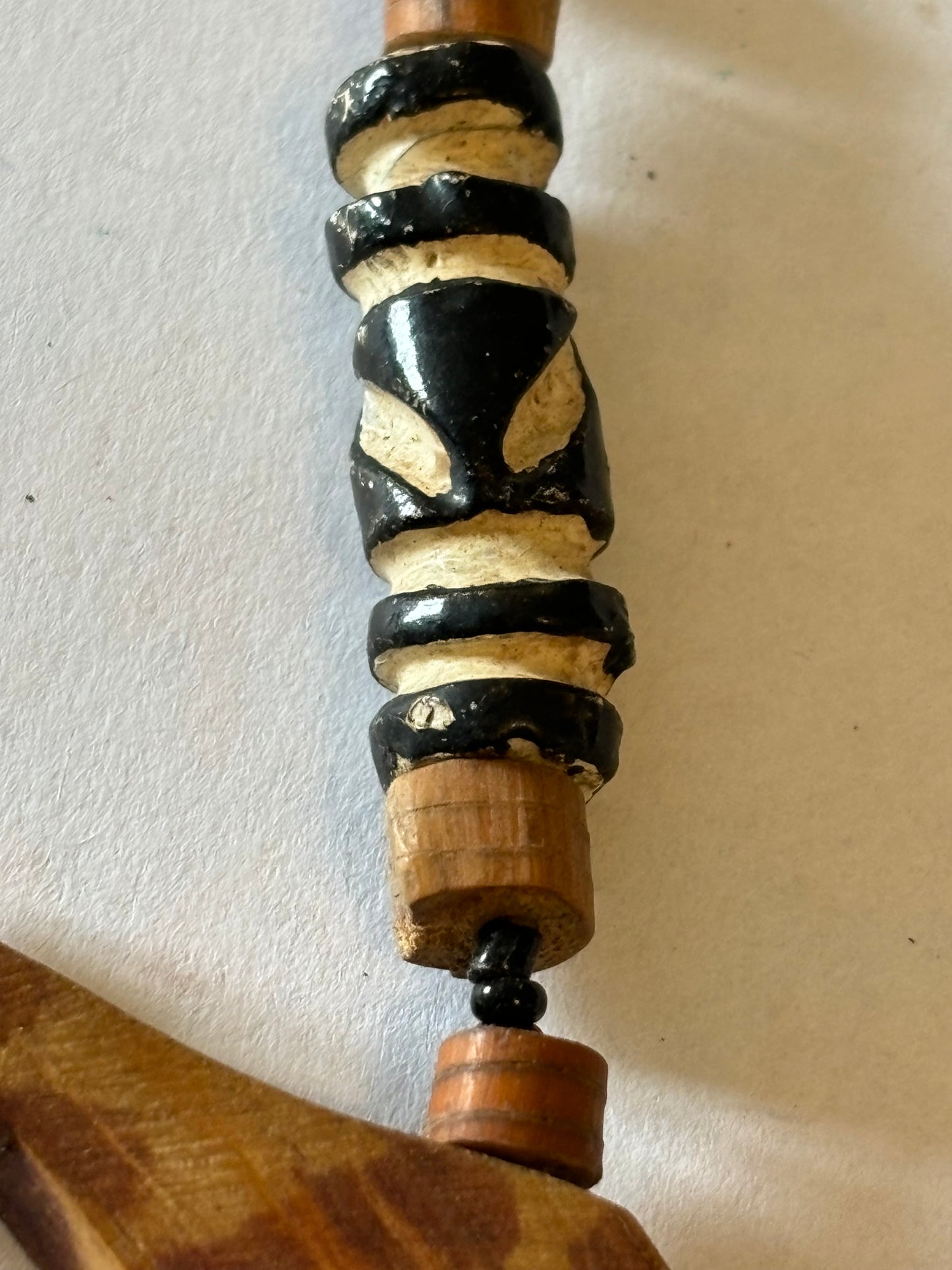 Wooden Bead Necklace with African Safari Animal Pendants