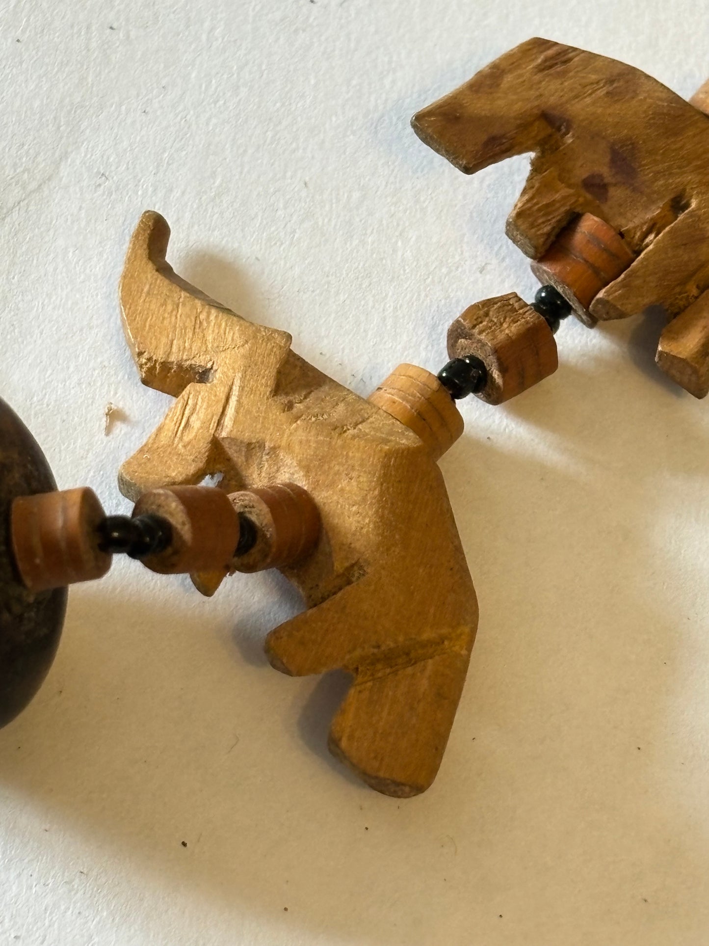 Wooden Bead Necklace with African Safari Animal Pendants