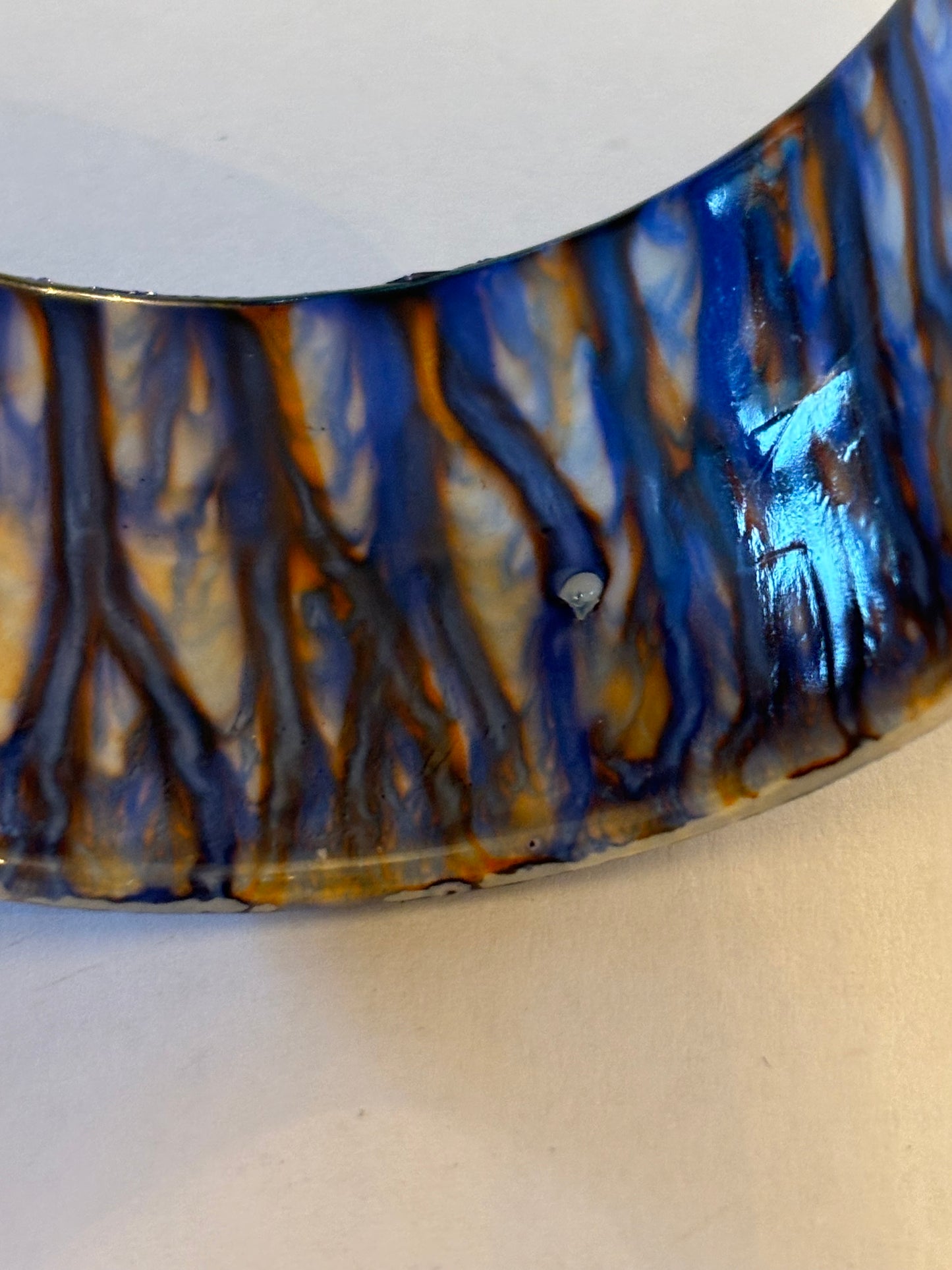 Blue orange and white streaky thick bangle