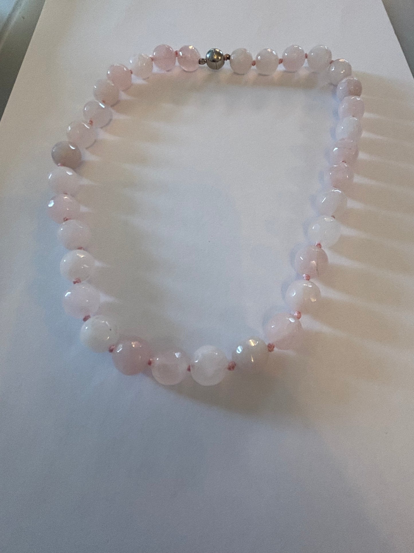 Cloudy pink necklace with silver magnet clasp