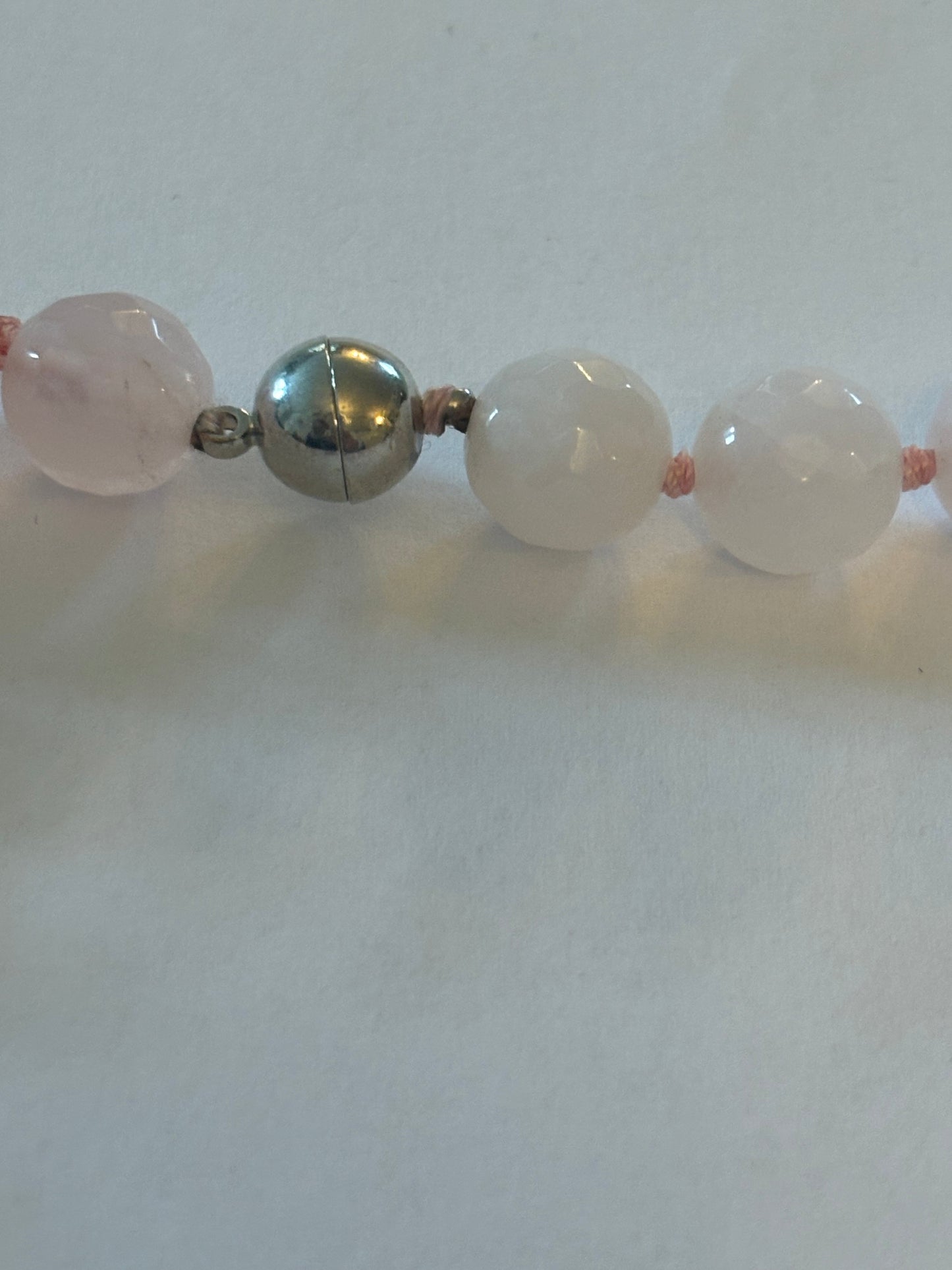 Cloudy pink necklace with silver magnet clasp