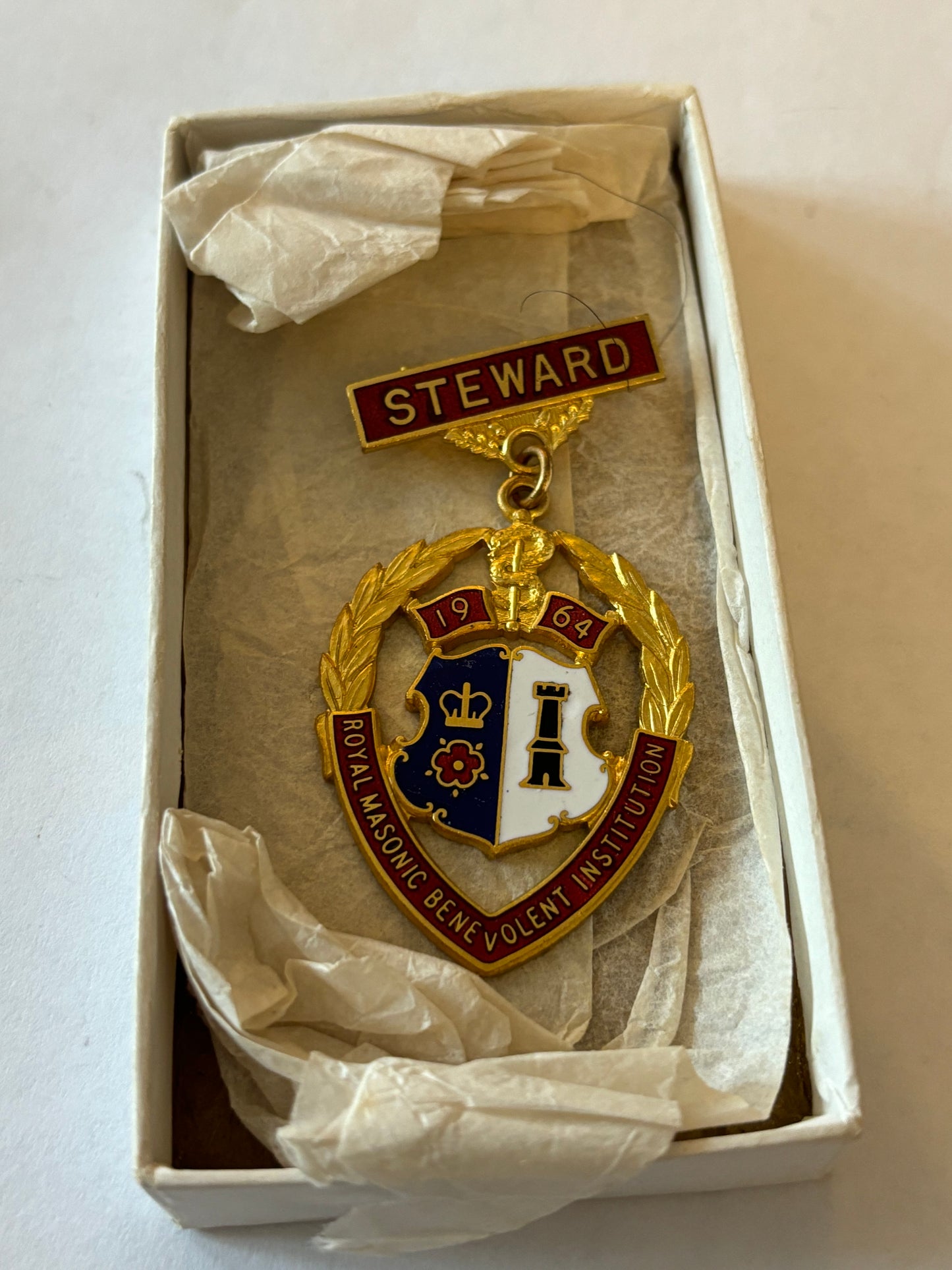 Boxed Masonic Stewards Medal - Gaunt London - 1964