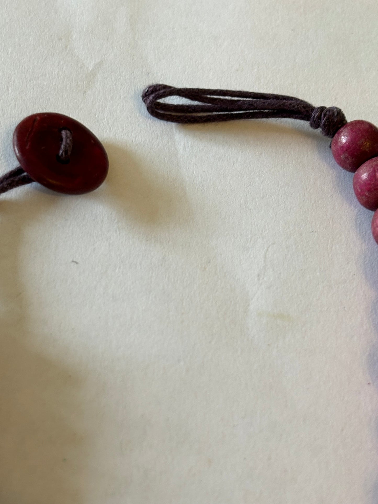 Large graduated natural wooden red bead necklace