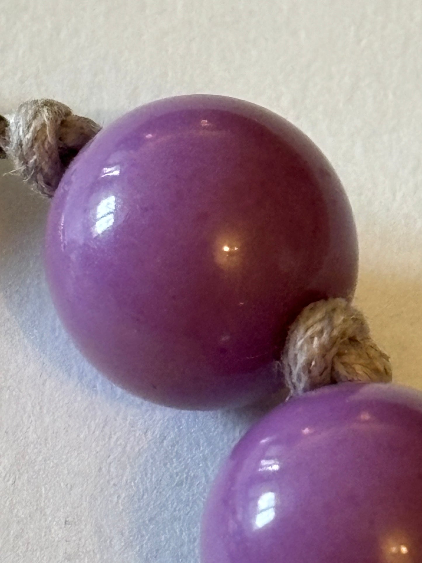 Large purple and wooden bead graduated necklace