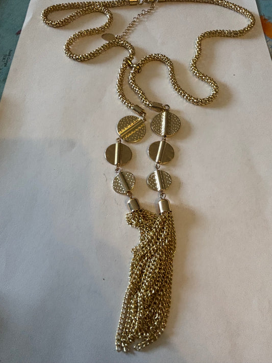 Long gold thick rope necklace with tassle