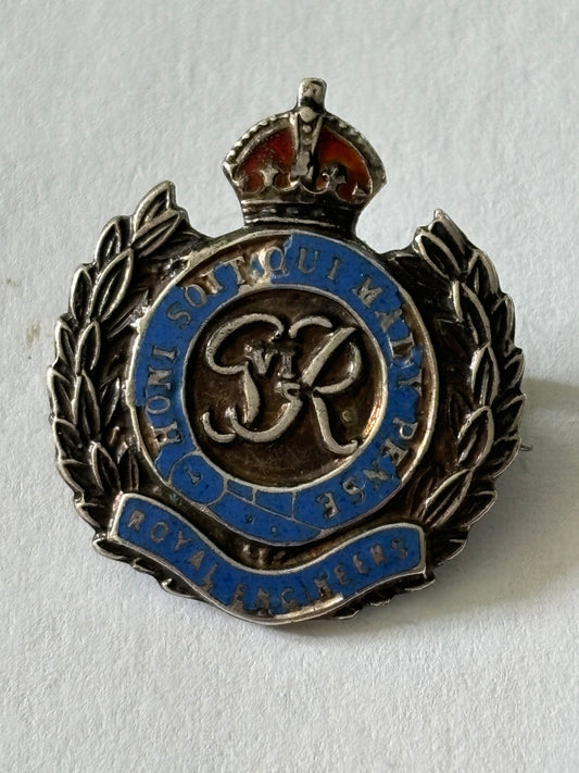 Royal Engineers small silver marked sweetheart brooch