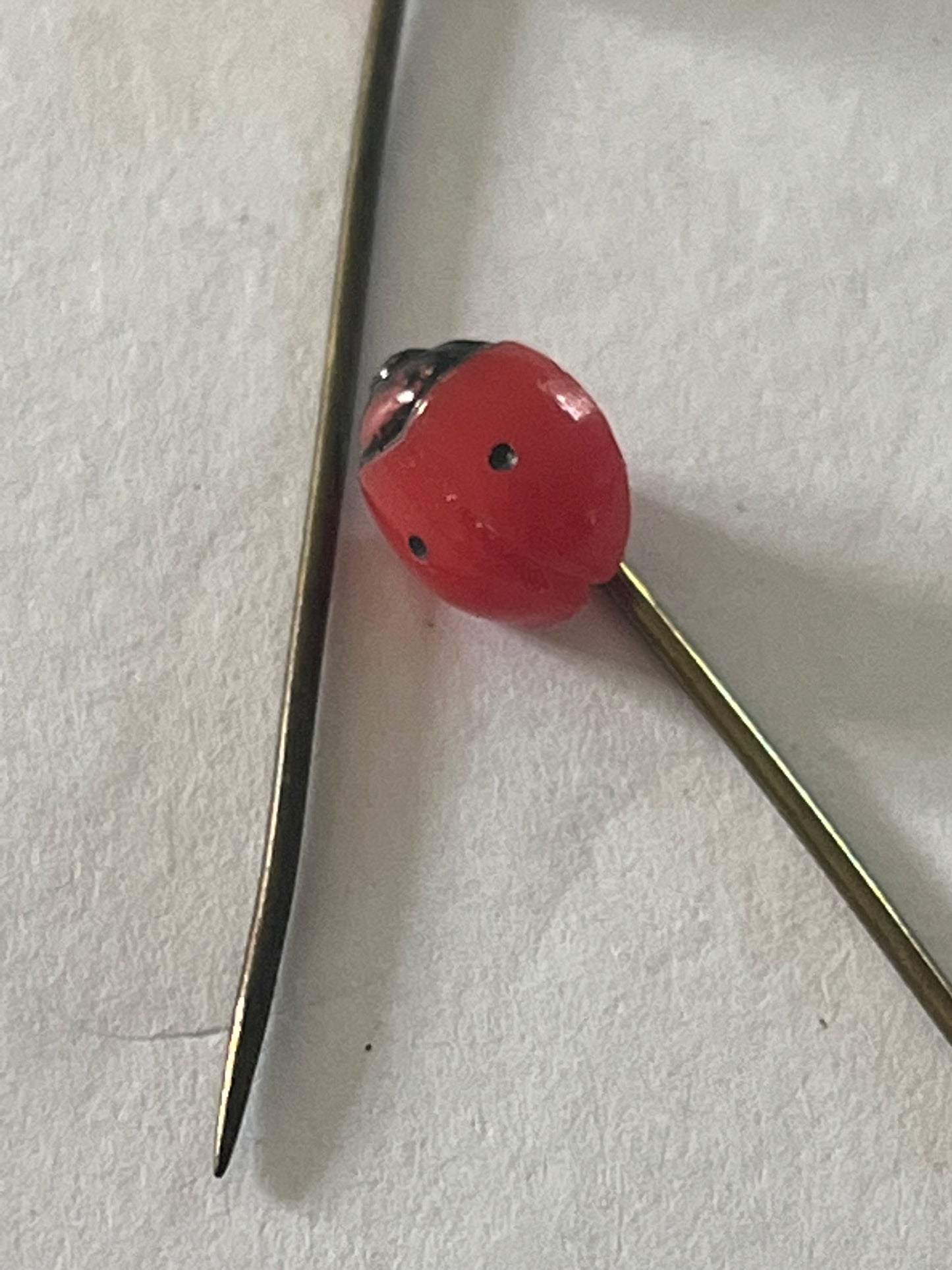 Pair of small ladybird hatpin/stick pins