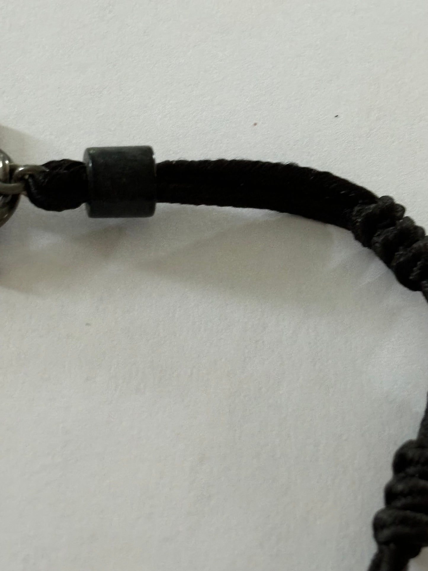 Black and Silver glassy bead necklace on string with T-Bar clasp