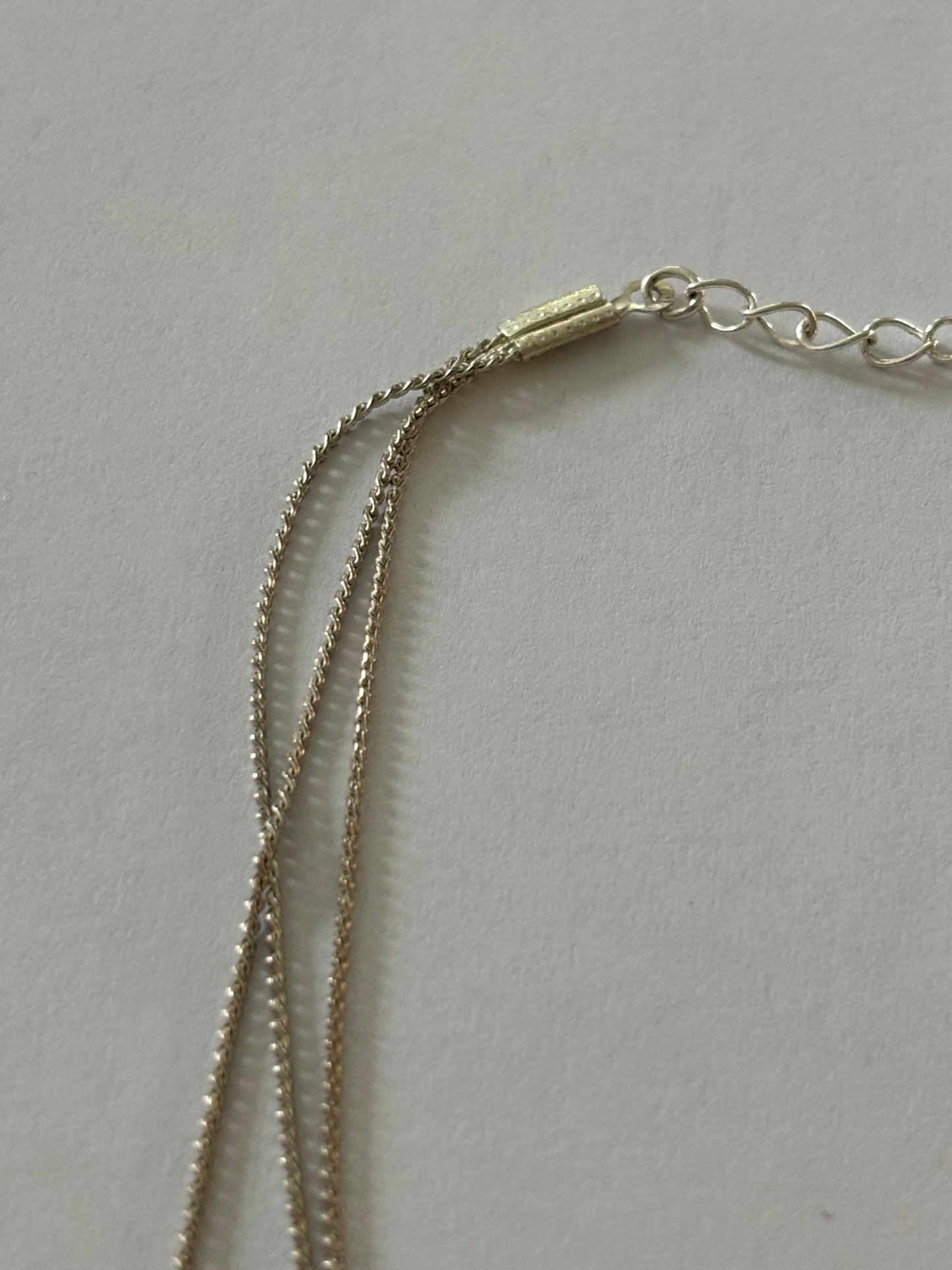 Triple silver chain necklace with spaced silver beads (M&S)