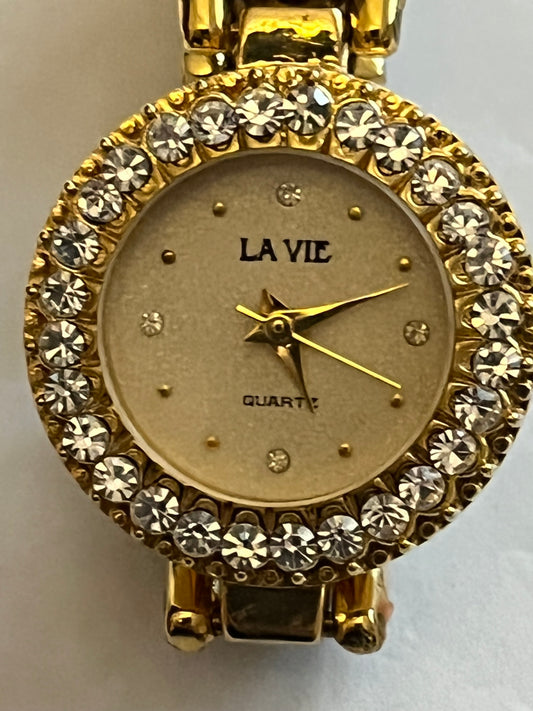 La Vie - Gold Ladies Jewelled Wristwatch - Untested