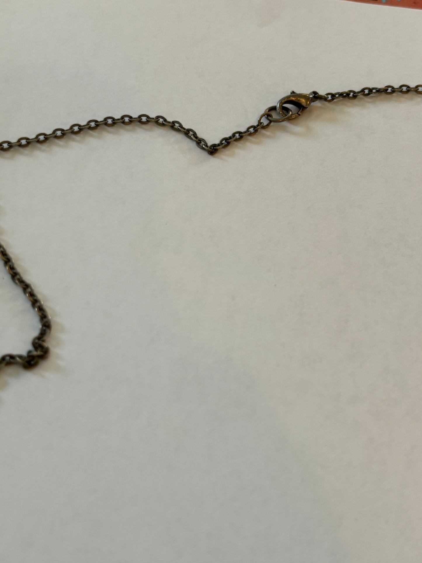 Dark metal long necklace with a drop of small leaves