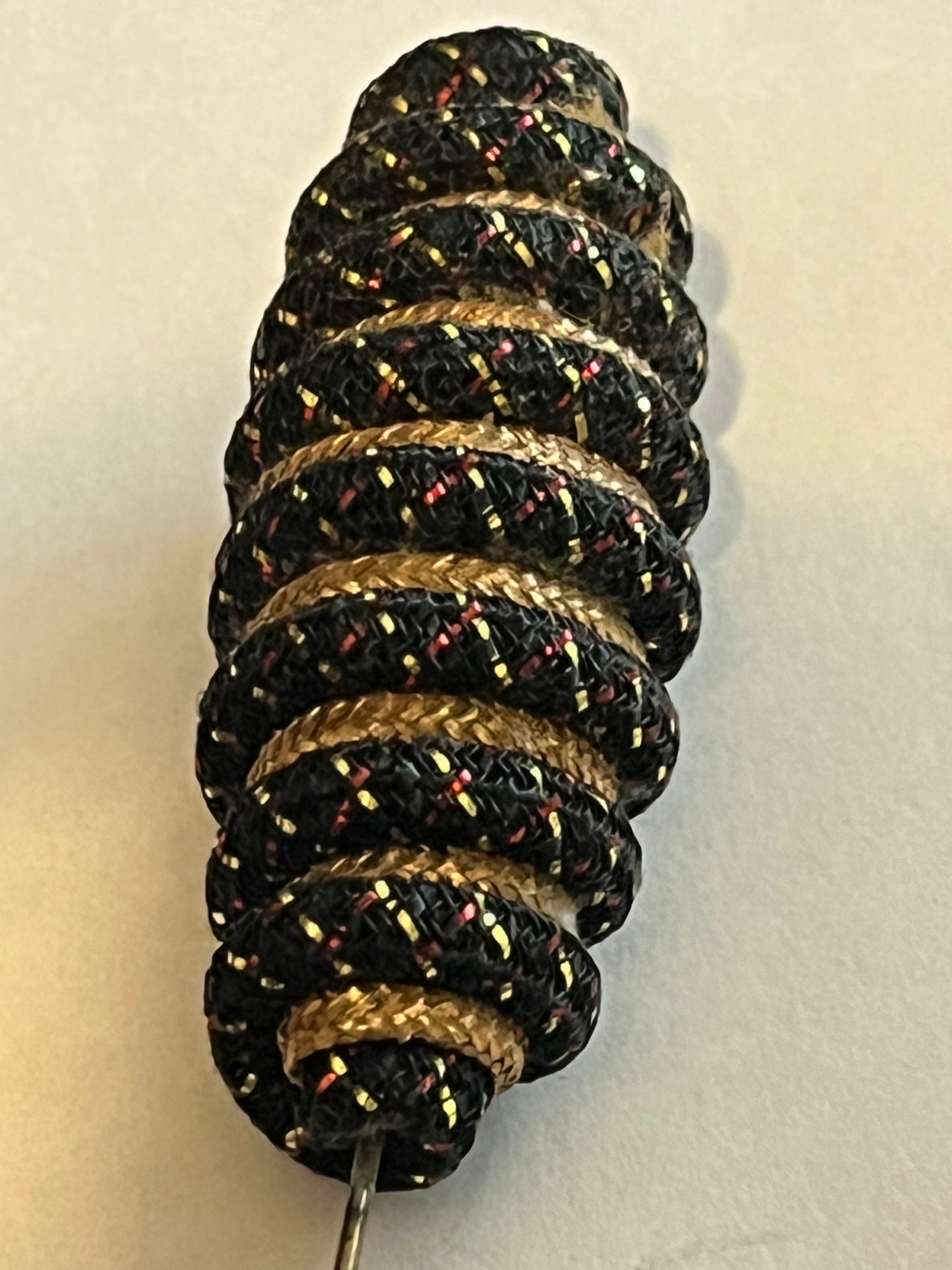 Sparkly gold and black thread wrapped hat pin