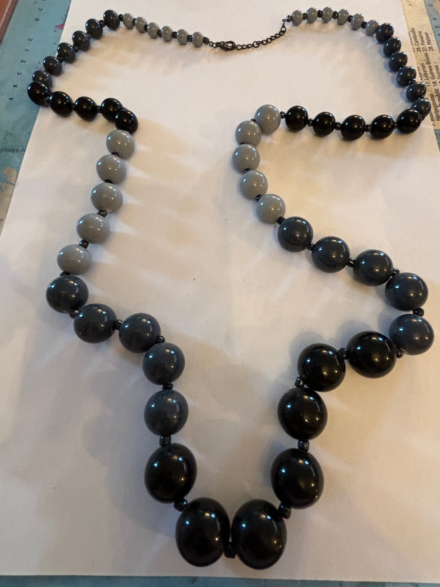 Black and Grey graduated bead necklace