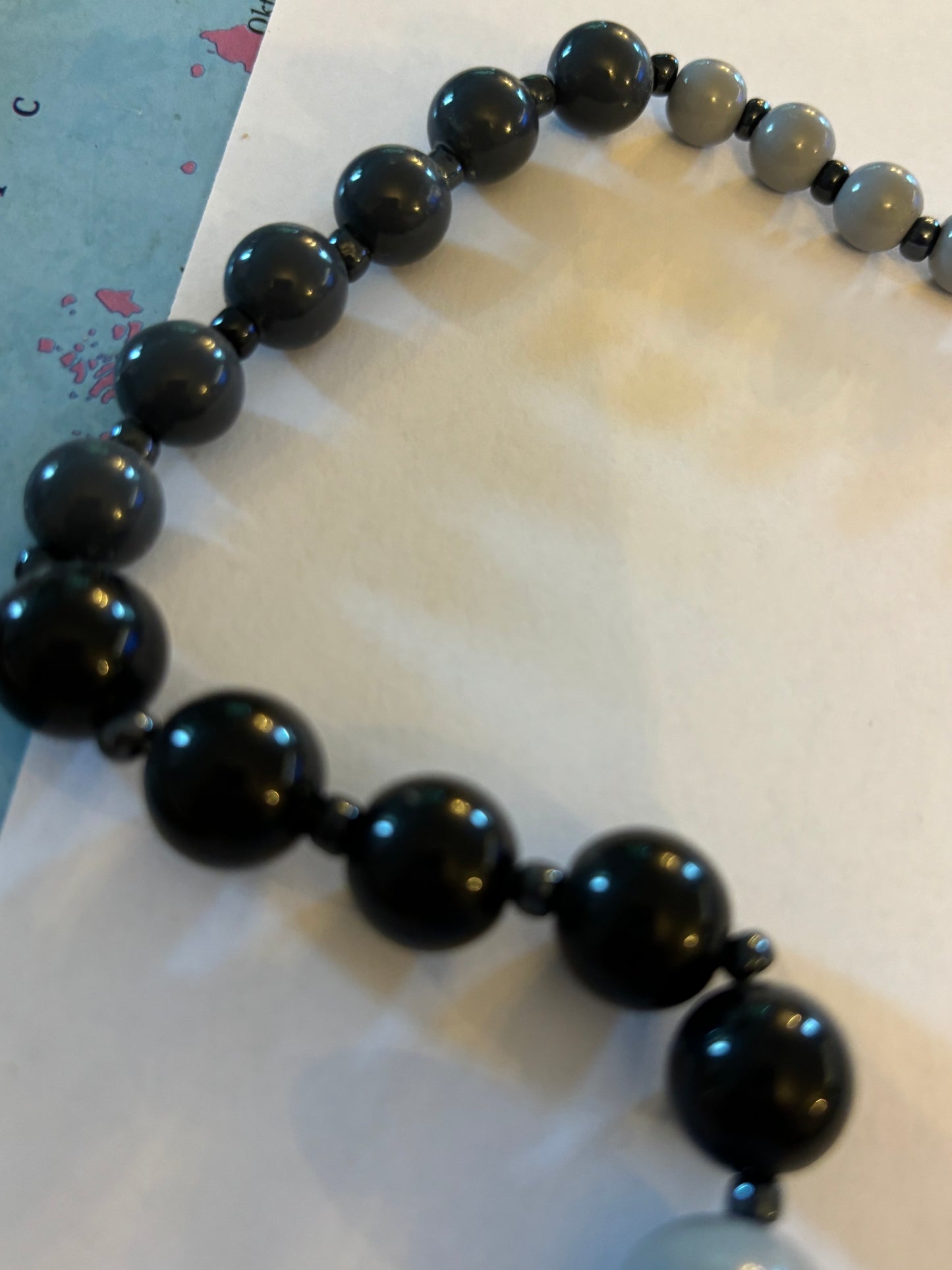 Black and Grey graduated bead necklace